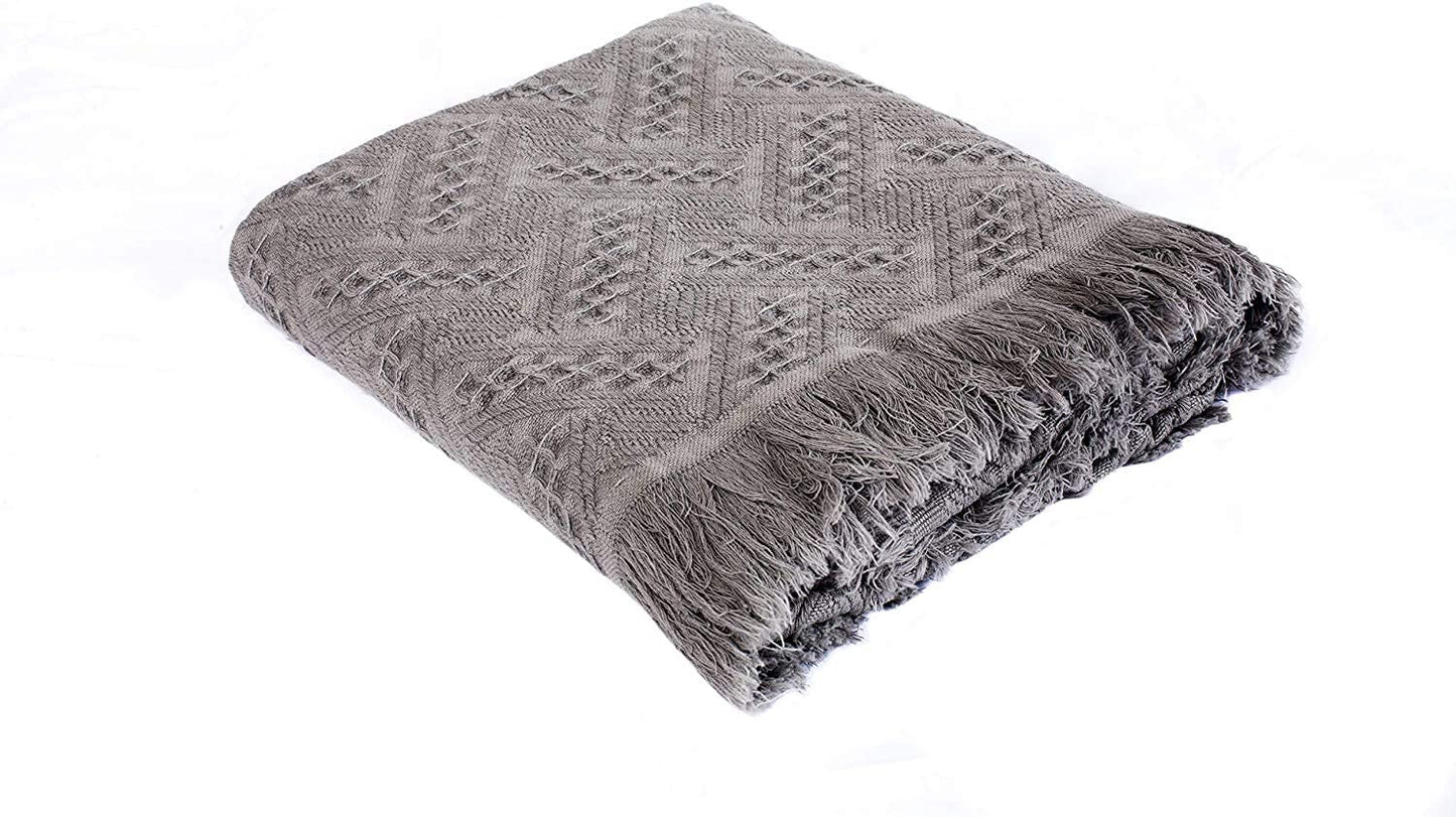 Sleep City Chargoal grey Throw Blanket Kasentex 100% Cotton Soft Knitted Throw Blanket, Room Decor, Graduation Gifts, Fathers Day Gift, Mom Gift Kasentex