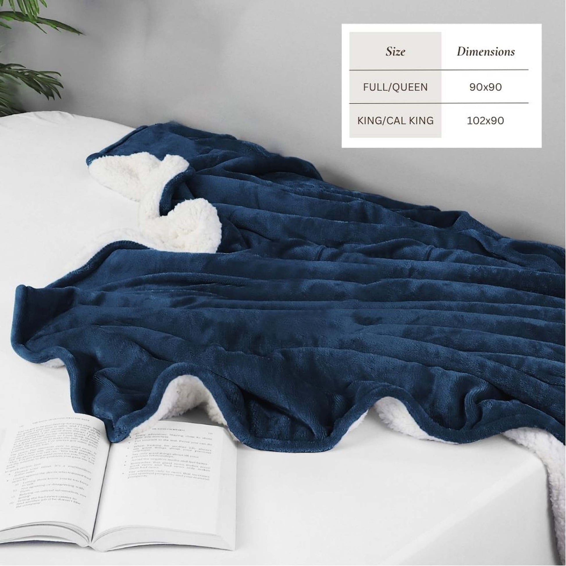 Sleep City Full / Queen / White Blankets Velvet Plush Sherpa Bed Blanket - Sherpa Fleece Collection Great Bay Home