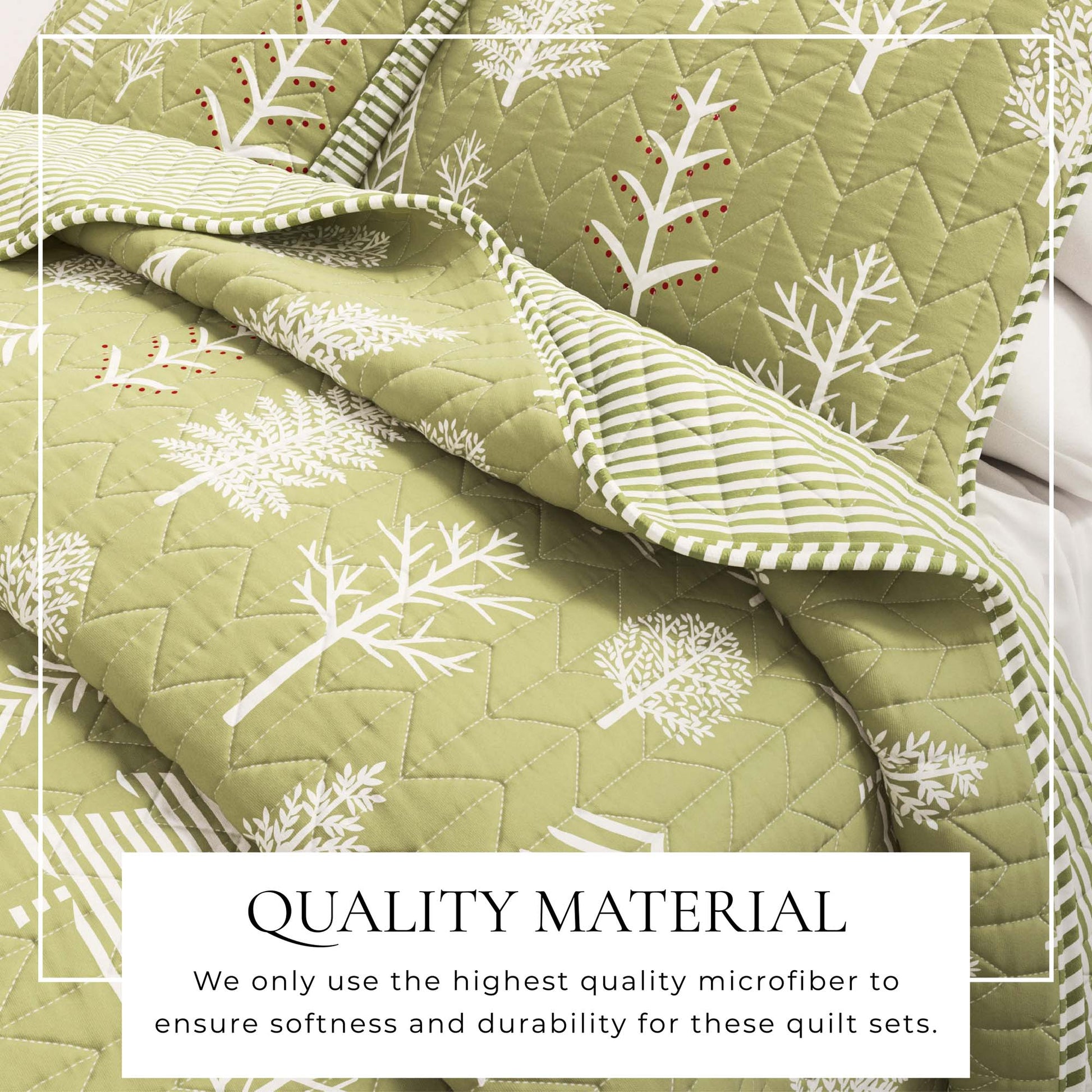 Sleep City Twin / Twin XL / Winter Forest - Sage/Red Quilts & Comforters 3 Piece Lodge Forest Quilt - Whistler Collection Great Bay Home