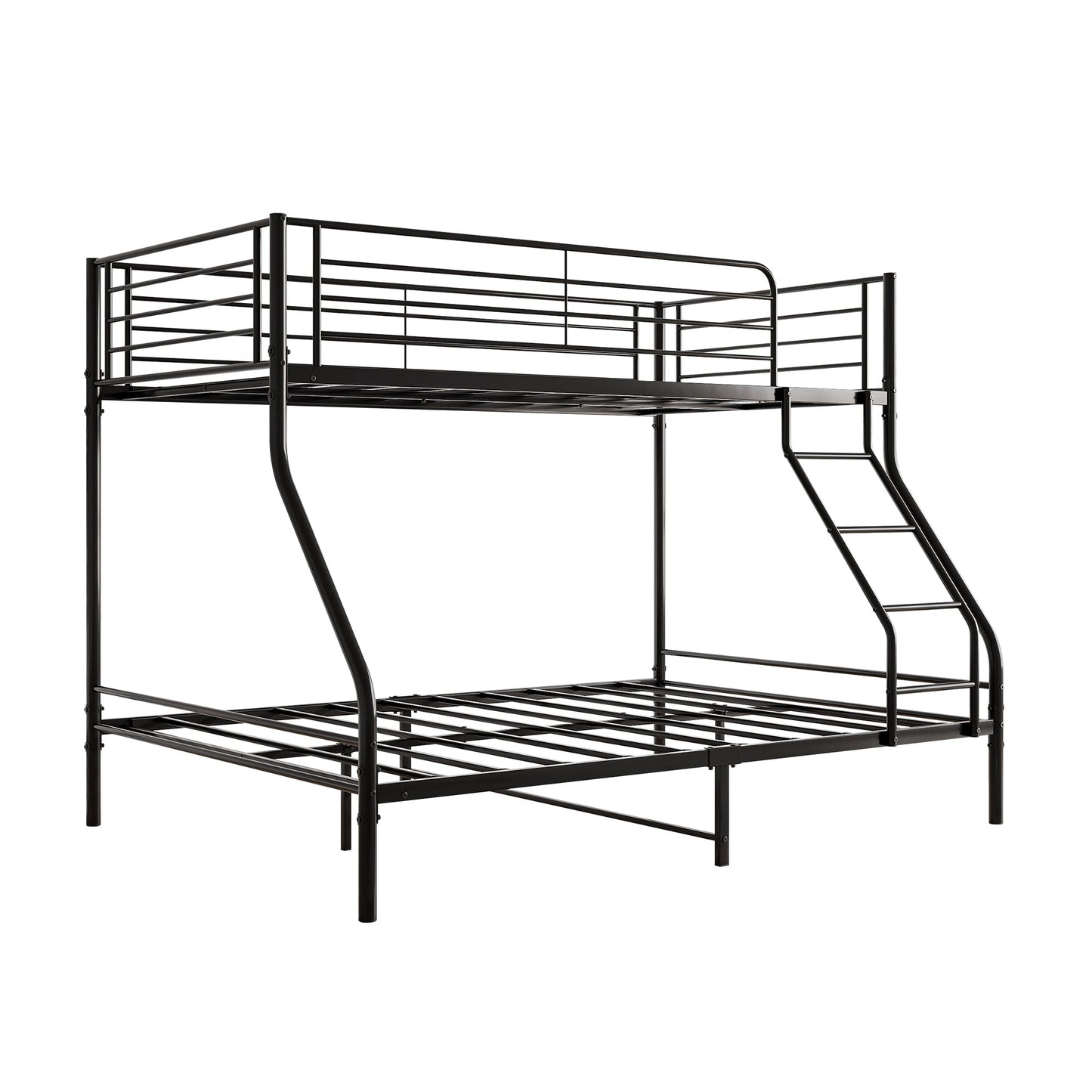 Black metal bunk bed on a white background
