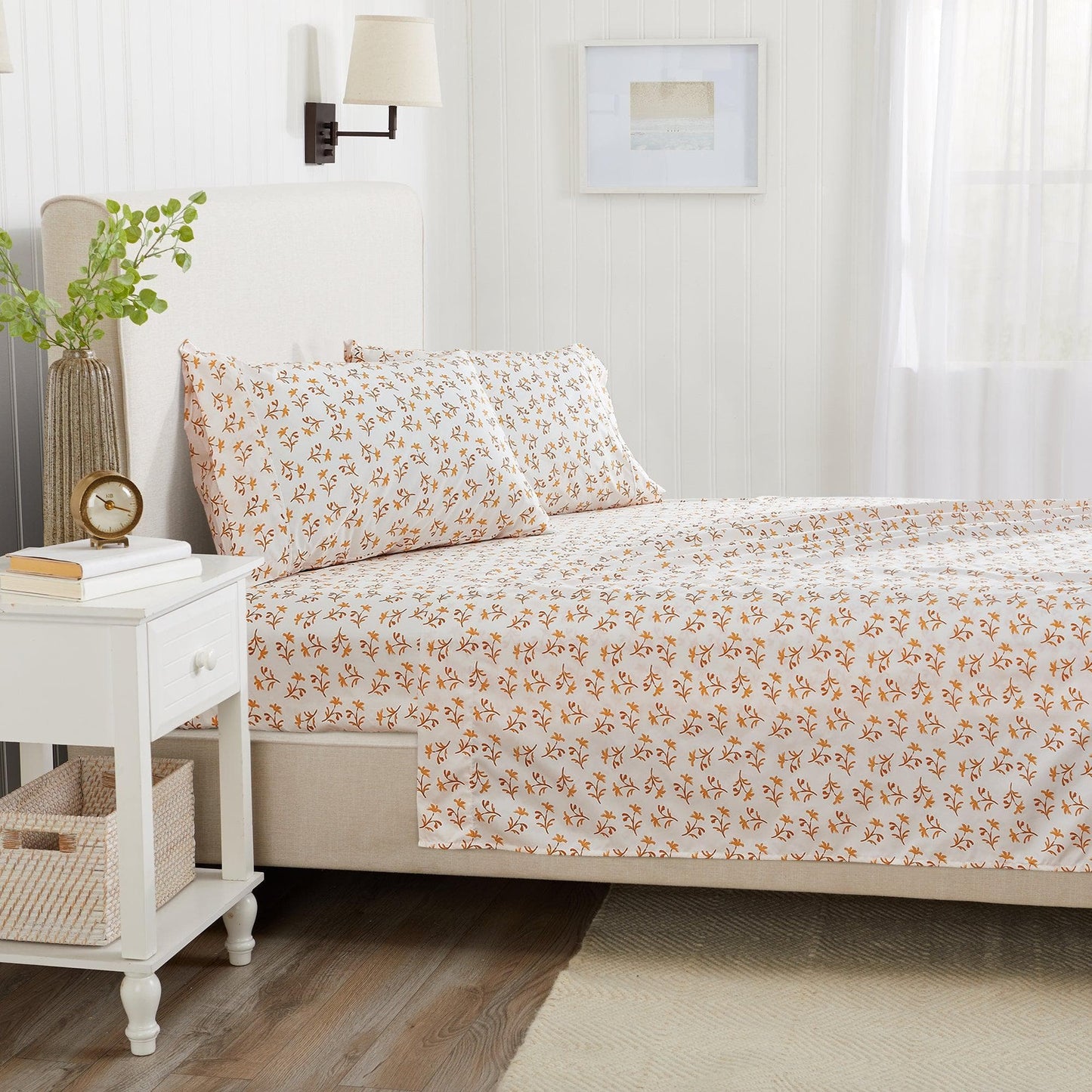 Sleep City Twin / Colorful Floral - Lavender Sheets 4 Piece Watercolor Floral Microfiber Sheet - Delia Collection Great Bay Home