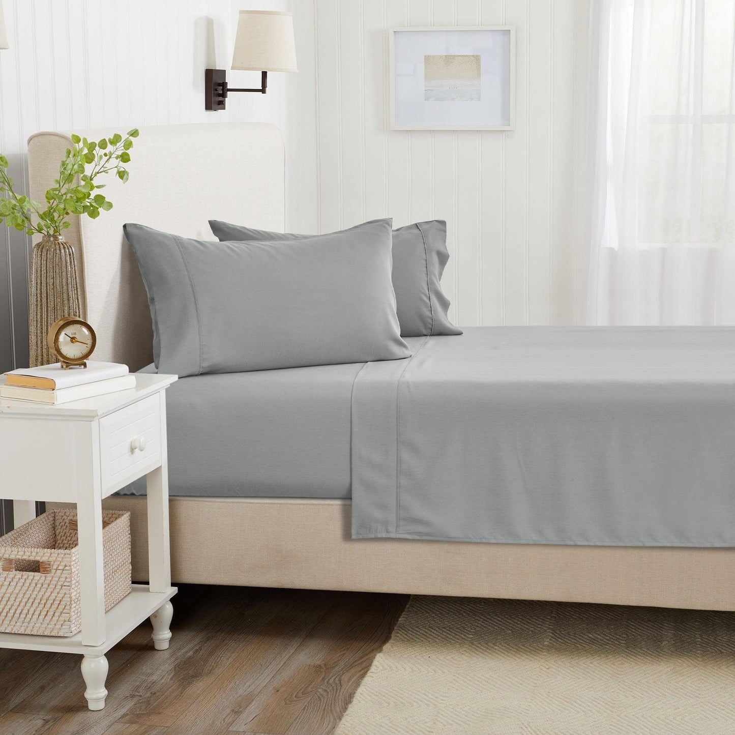 Sleep City Twin / Rose Bed Sheets 4 Piece Rayon Derived from Bamboo Sheet Set - Jordyn Collection Great Bay Home