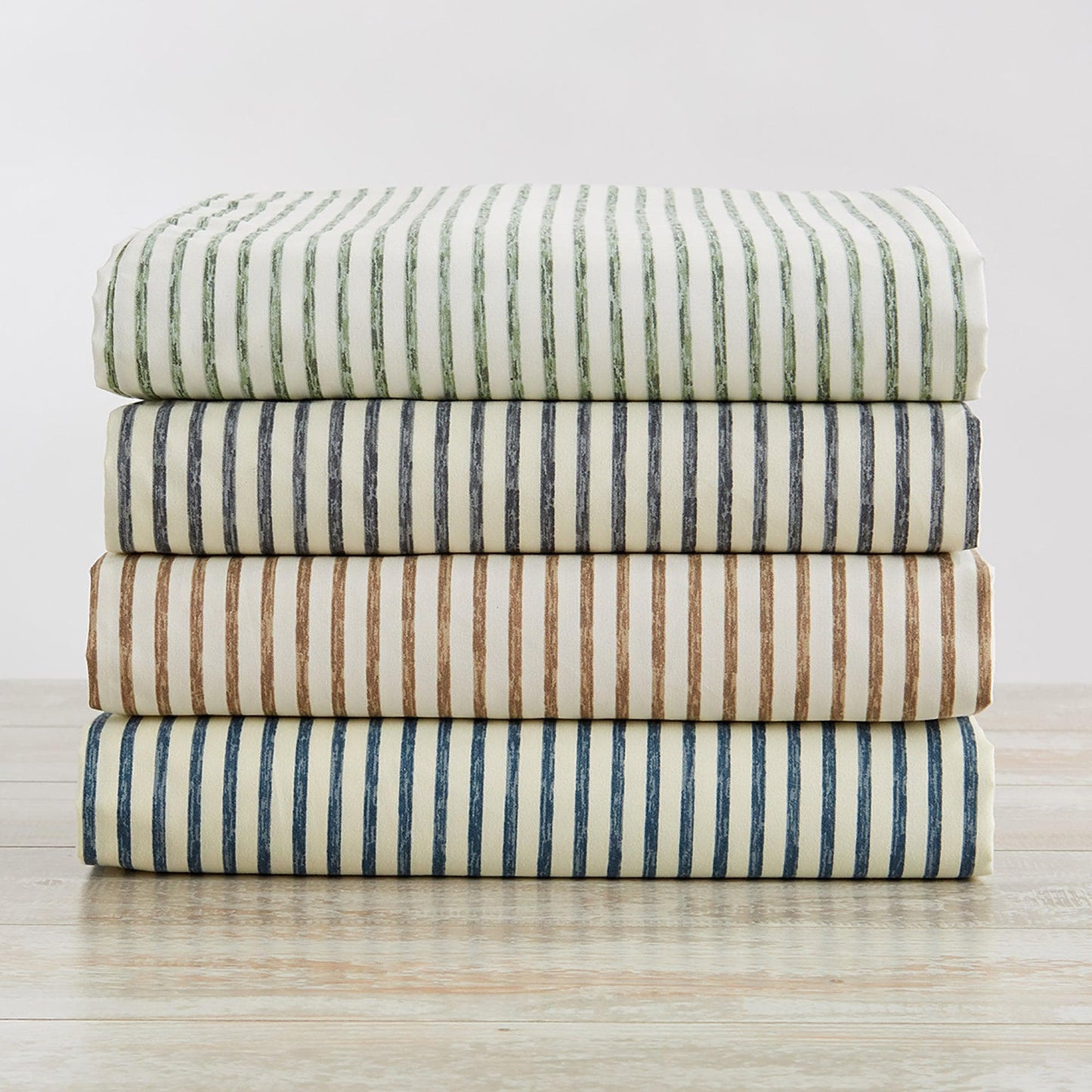Sleep City Twin / Blue Bed Sheets Striped Microfiber Sheet Set - Evette Collection Great Bay Home
