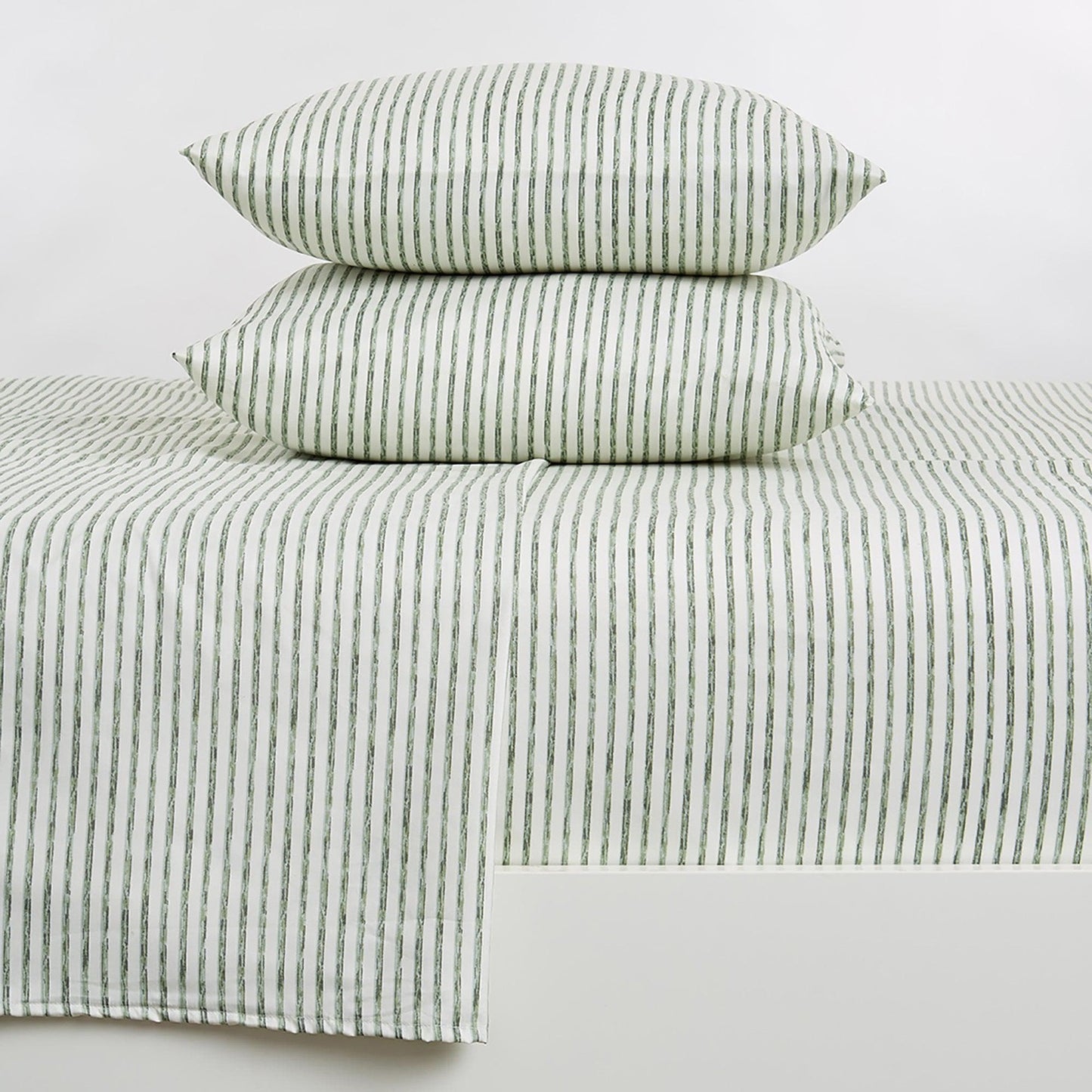 Sleep City Twin / Seafoam Bed Sheets Striped Microfiber Sheet Set - Evette Collection Great Bay Home