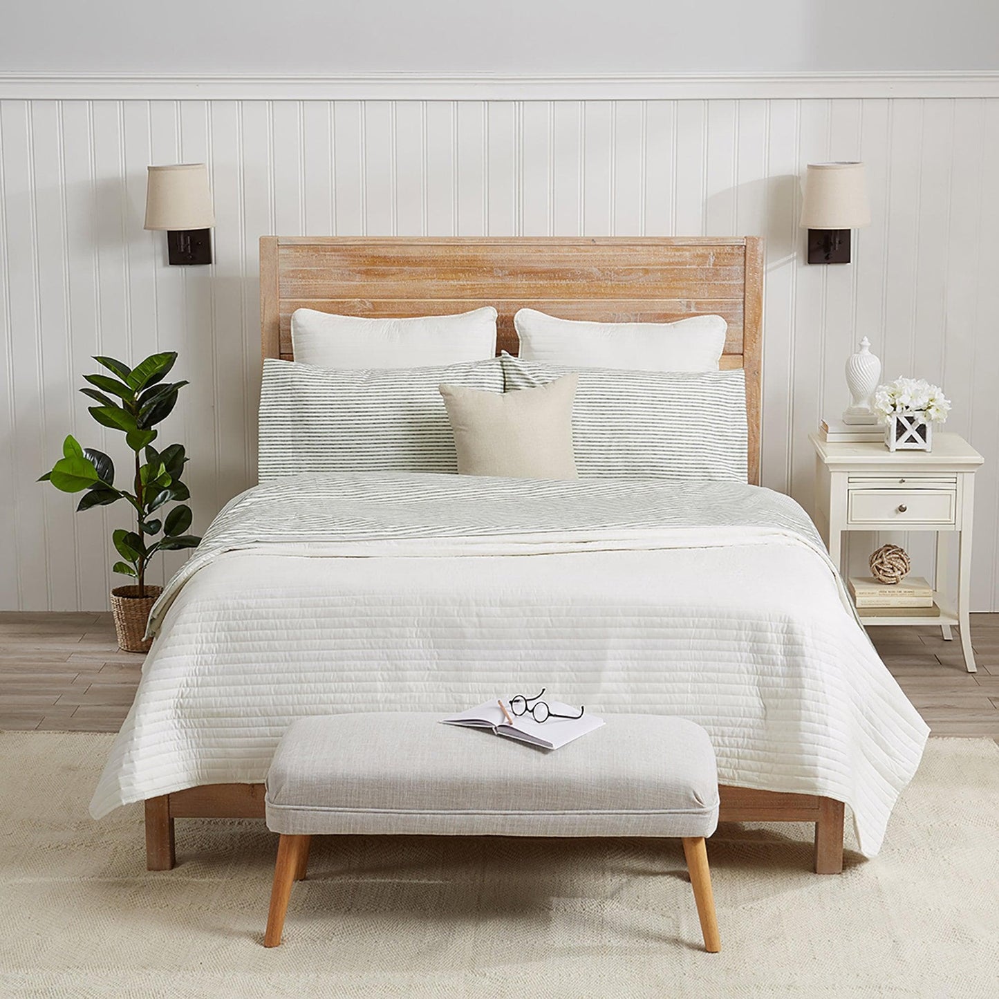 Sleep City Twin / Blue Bed Sheets Striped Microfiber Sheet Set - Evette Collection Great Bay Home