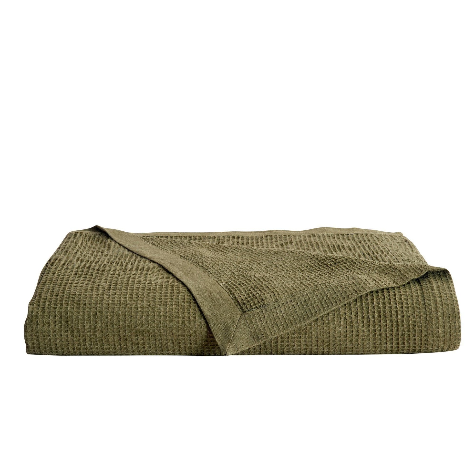 Sleep City Twin / Olive Green Blankets 100% Cotton Small Waffle Weave Blanket - Hazel Collection Great Bay Home