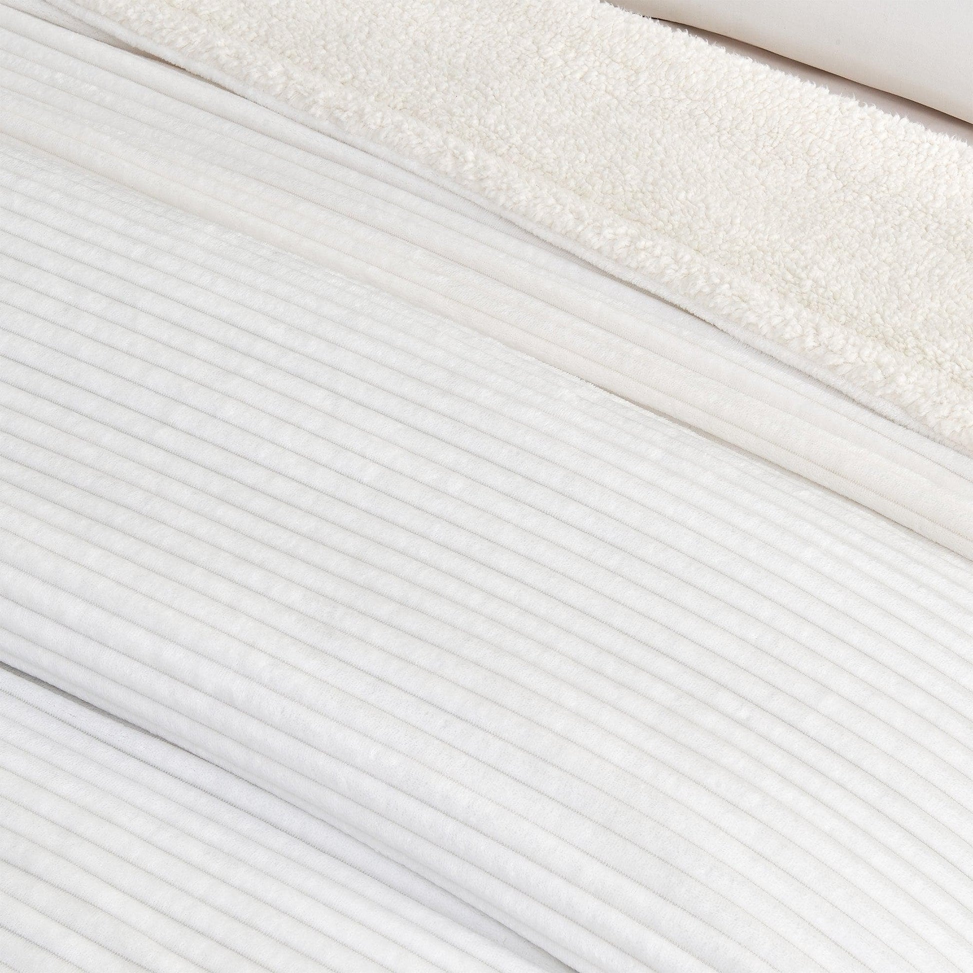 Sleep City Full / Queen / Cappuccino Blankets Ribbed Sherpa Throw Blanket - Corduroy Collection Great Bay Home