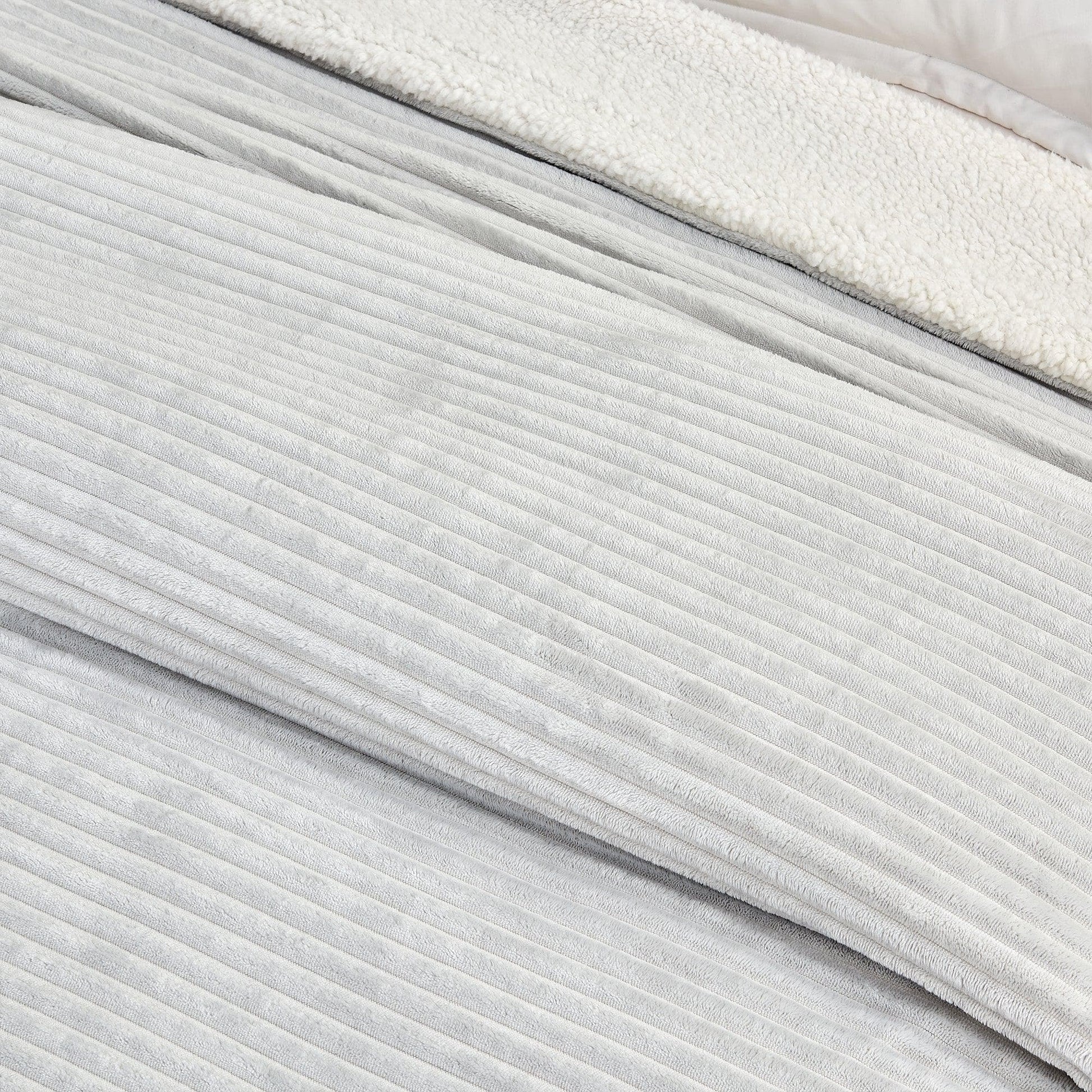 Sleep City Full / Queen / Cappuccino Blankets Ribbed Sherpa Throw Blanket - Corduroy Collection Great Bay Home