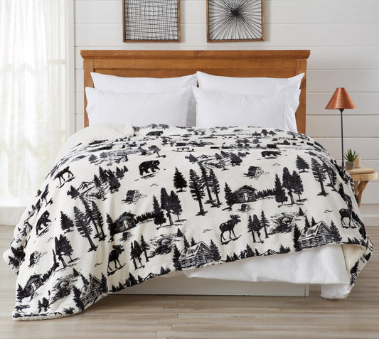 Sleep City Twin / Winter White Blankets Velvet Plush Sherpa Luxury Bed Blanket - Cielo Collection Great Bay Home