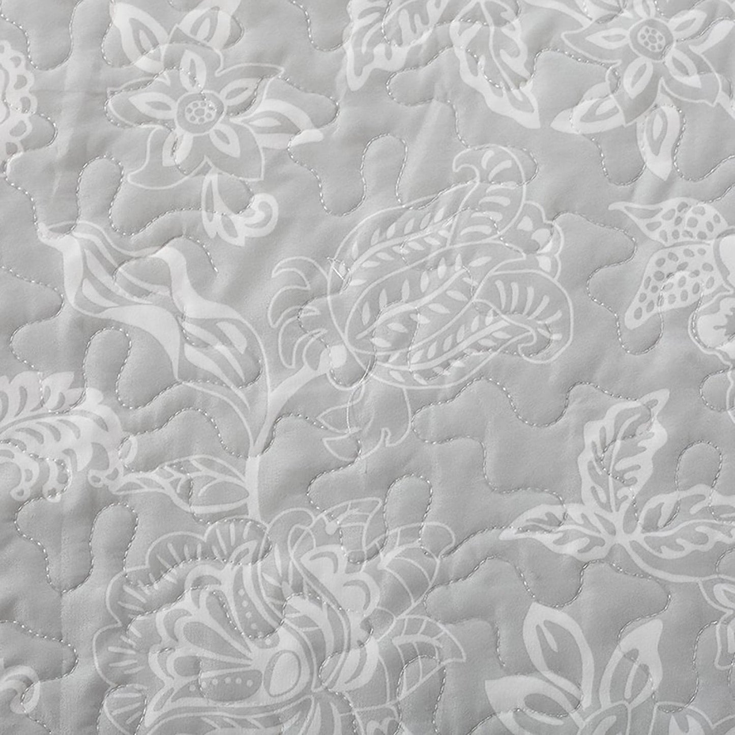 Sleep City Twin / Emma - Grey Quilts 3-Piece Floral Quilt - Emma Collection Great Bay Home