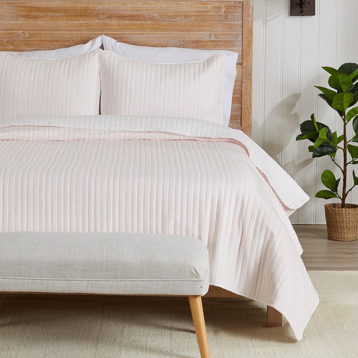 Sleep City King / Mauve Quilts 3-Piece Stripe Quilt - Marcie Collection Great Bay Home
