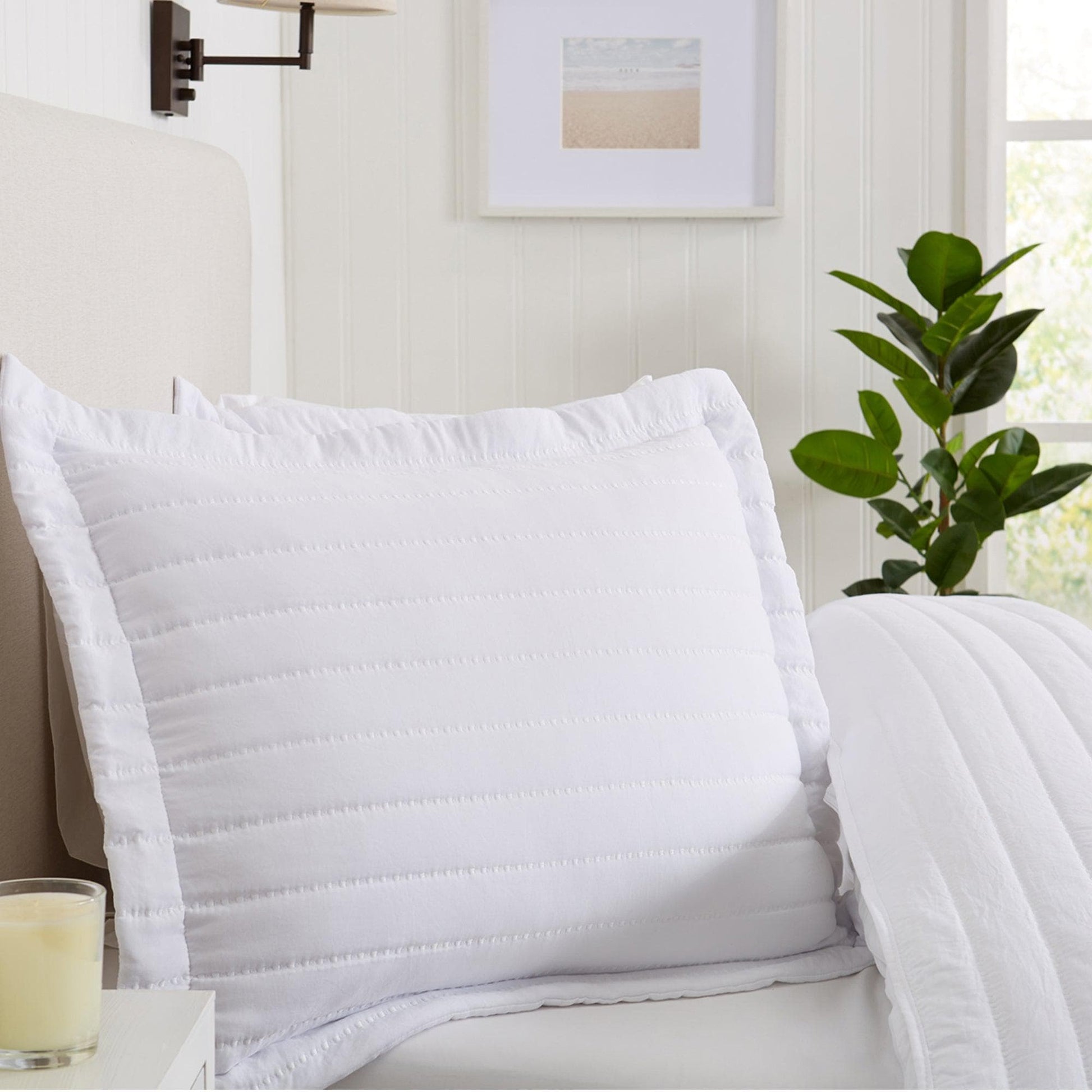Sleep City Twin / White Quilts & Comforters 3-Piece Solid Striped Quilt - Virginia Collection Great Bay Home