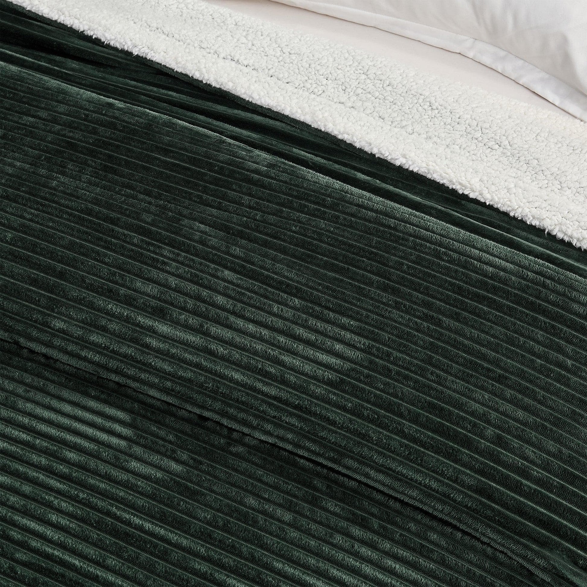 Sleep City Full / Queen / Cappuccino Blankets Ribbed Sherpa Throw Blanket - Corduroy Collection Great Bay Home