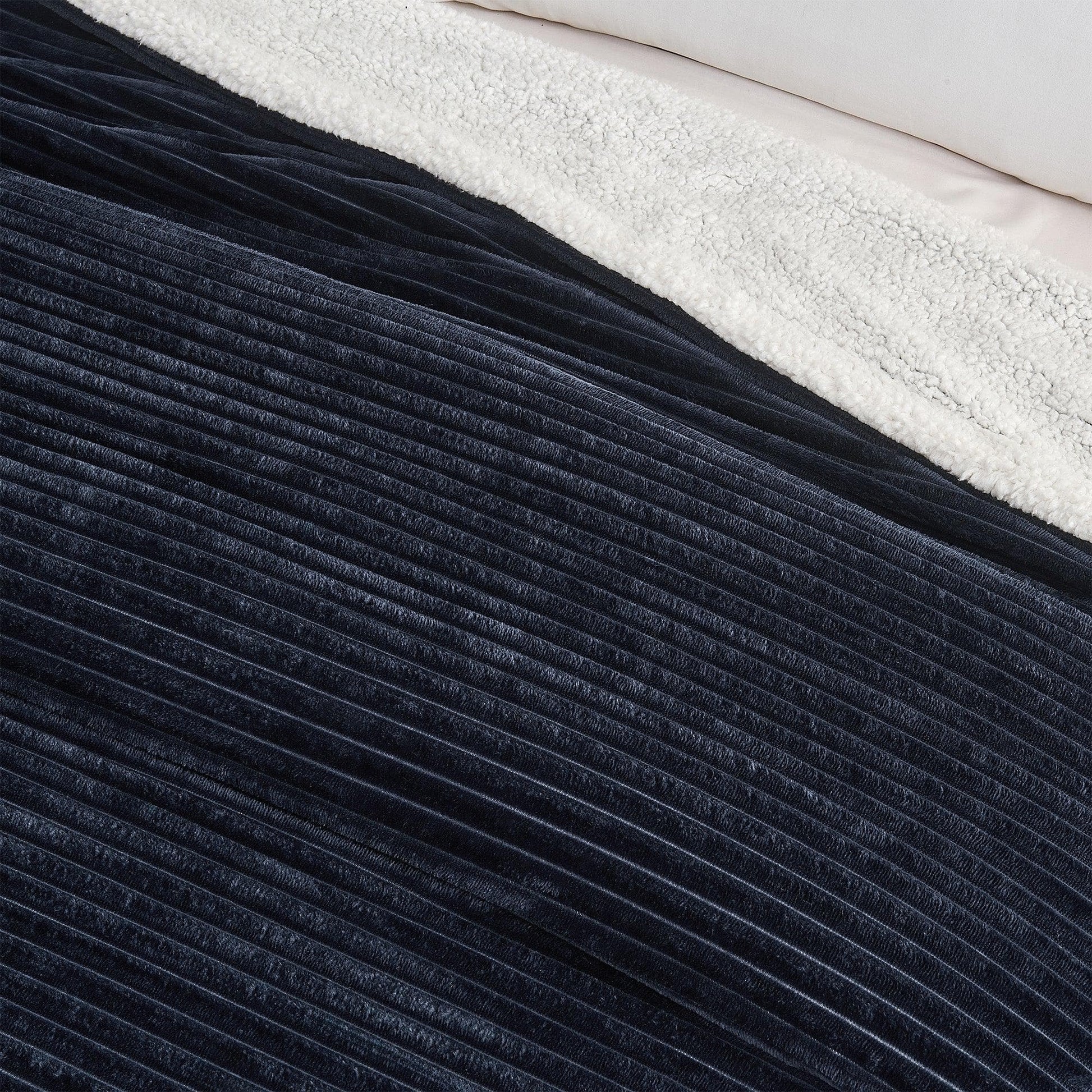 Sleep City Full / Queen / Cappuccino Blankets Ribbed Sherpa Throw Blanket - Corduroy Collection Great Bay Home