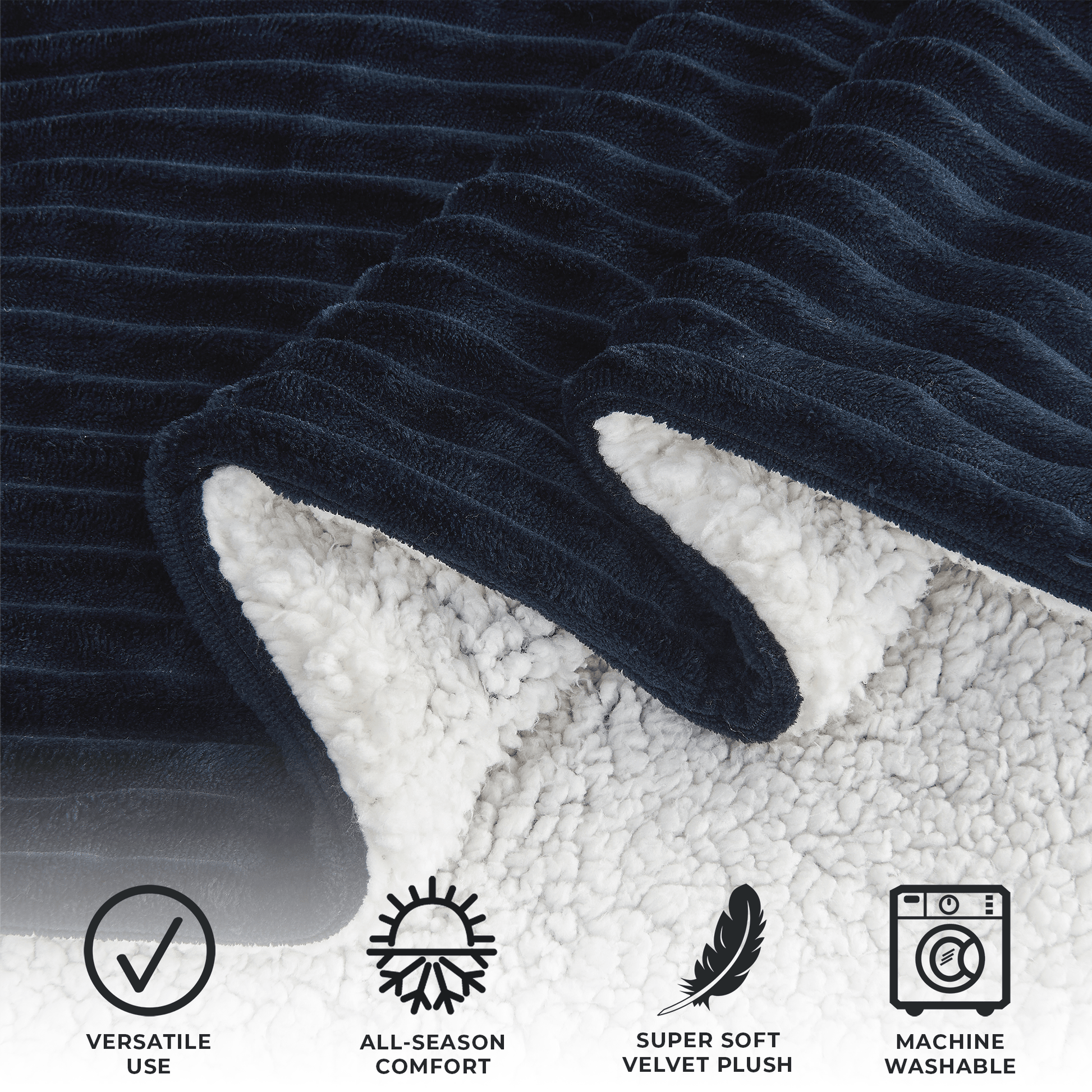 Sleep City Full / Queen / Cappuccino Blankets Ribbed Sherpa Throw Blanket - Corduroy Collection Great Bay Home