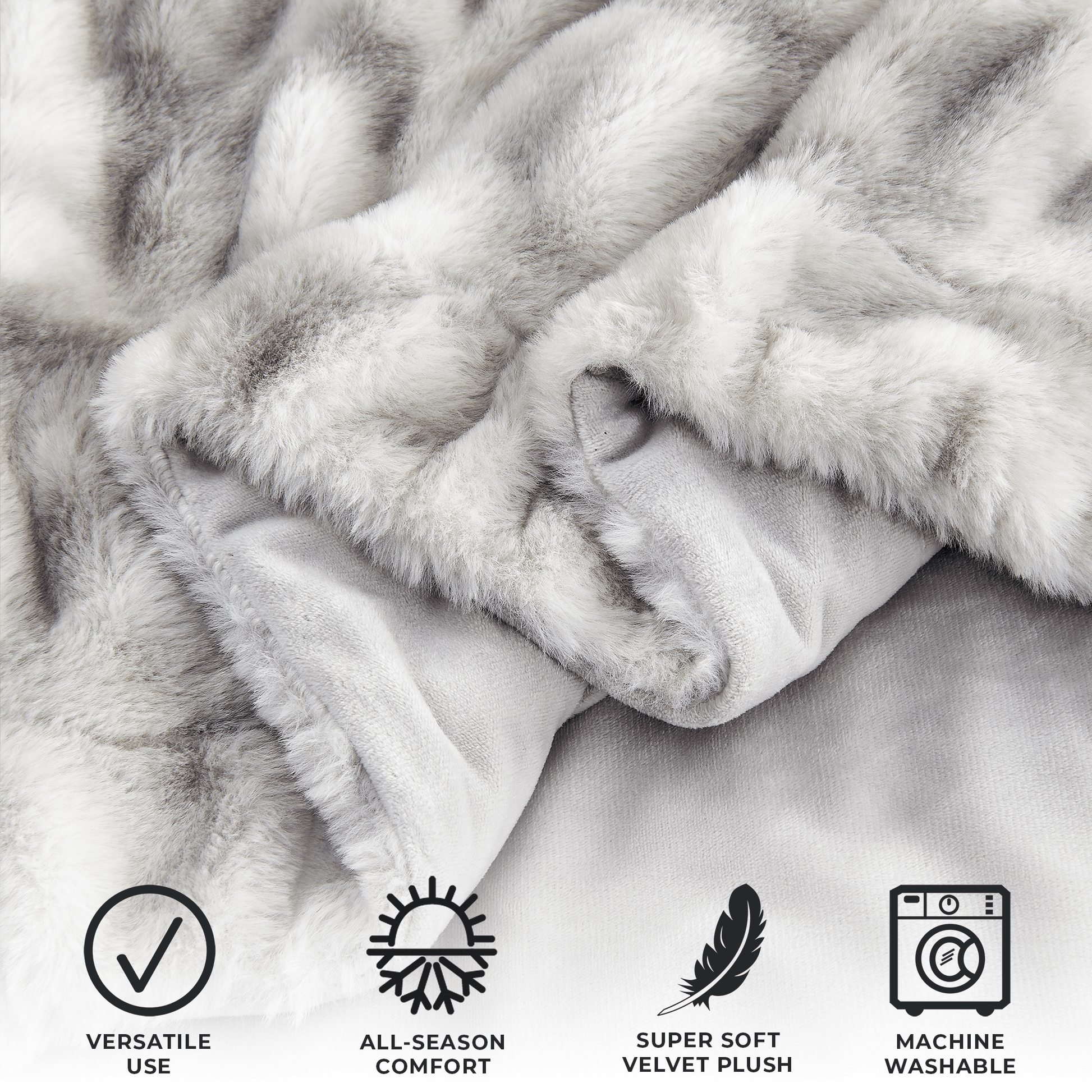 Sleep City 50" x 60" Throw / Brown / Taupe Blankets Ruched Faux Fur Throw Blanket - Alondra Collection Great Bay Home