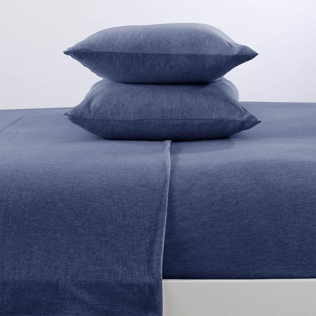 Sleep City Full / Navy Sheets 4-Piece Flannel Jersey Sheet - Cozy Flex Collection Great Bay Home