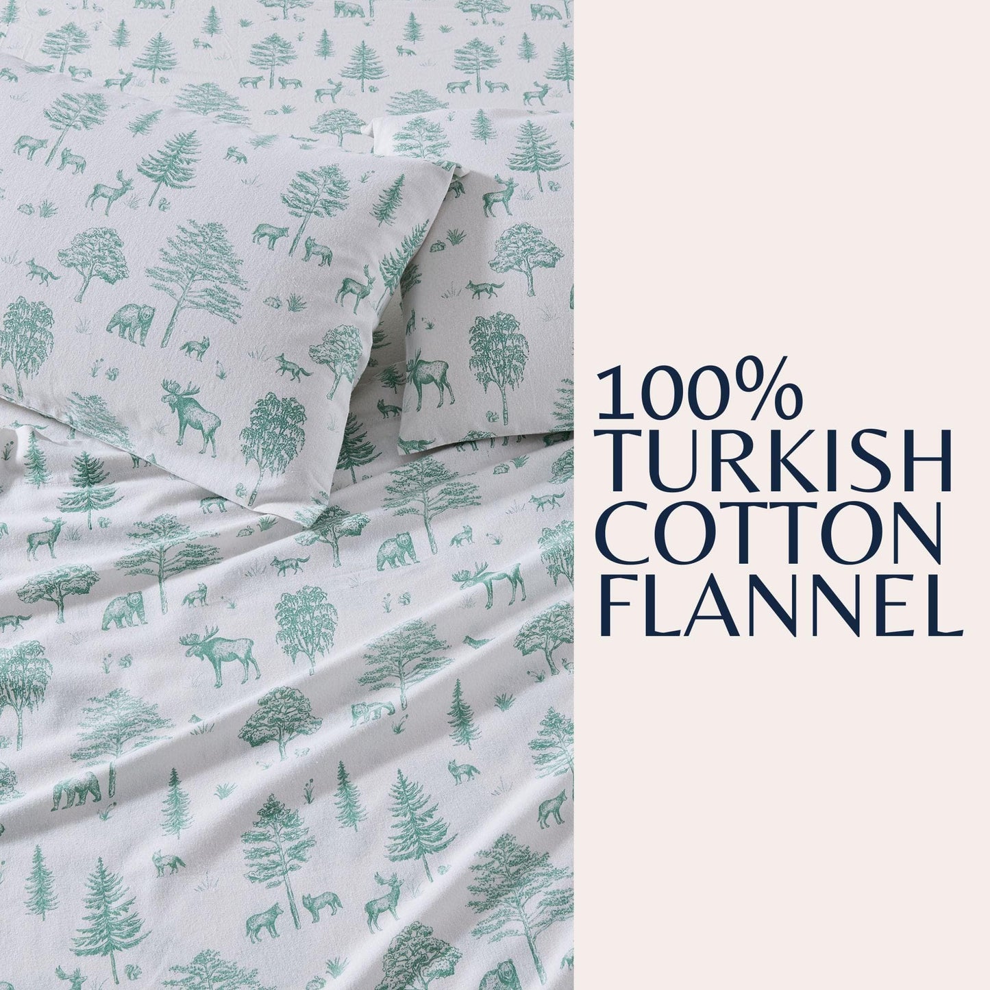 Sleep City Twin / Polar Bears Sheets 4-Piece Turkish Cotton Flannel Sheet - Stratton Collection Great Bay Home