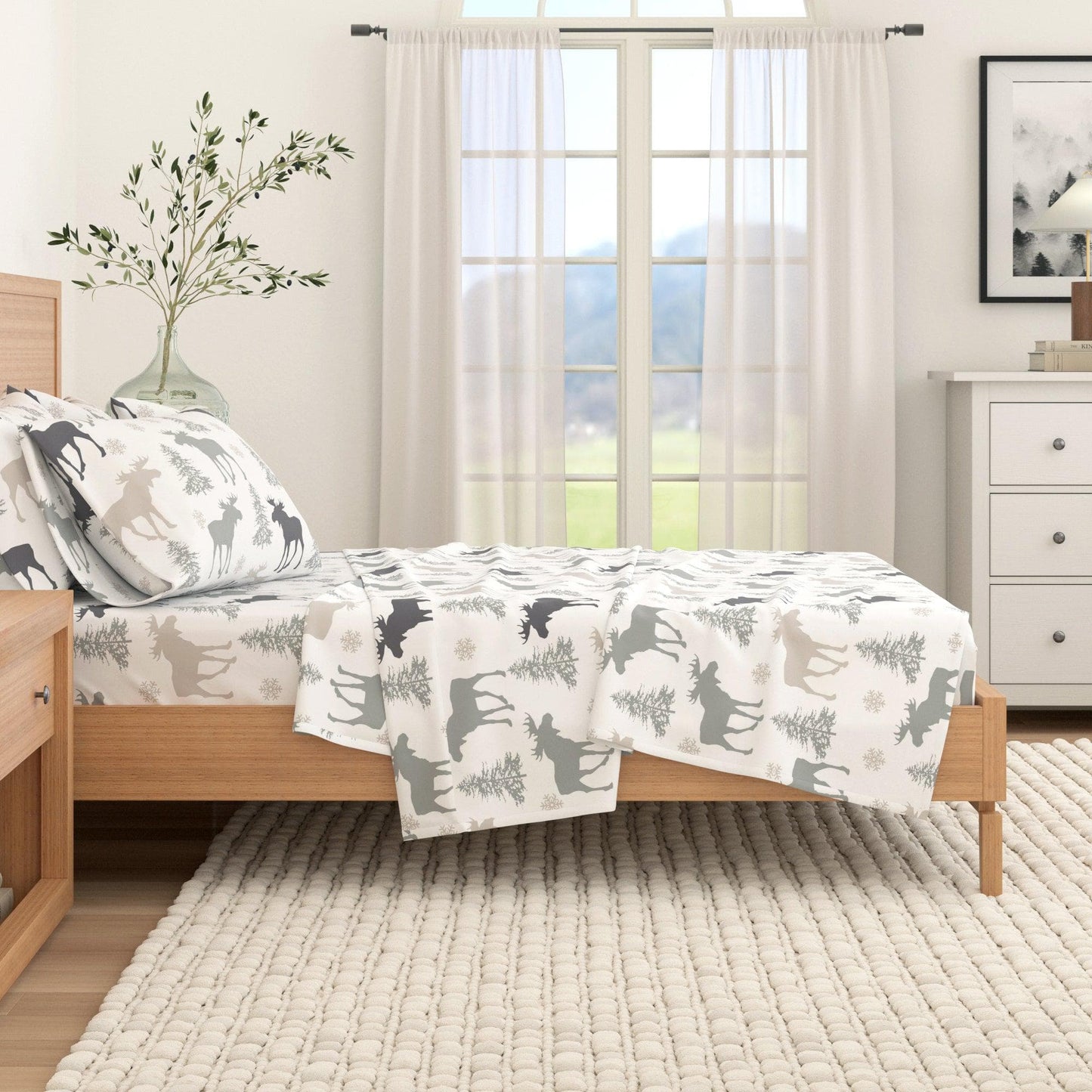 Sleep City Twin / Polar Bears Sheets 4-Piece Turkish Cotton Flannel Sheet - Stratton Collection Great Bay Home