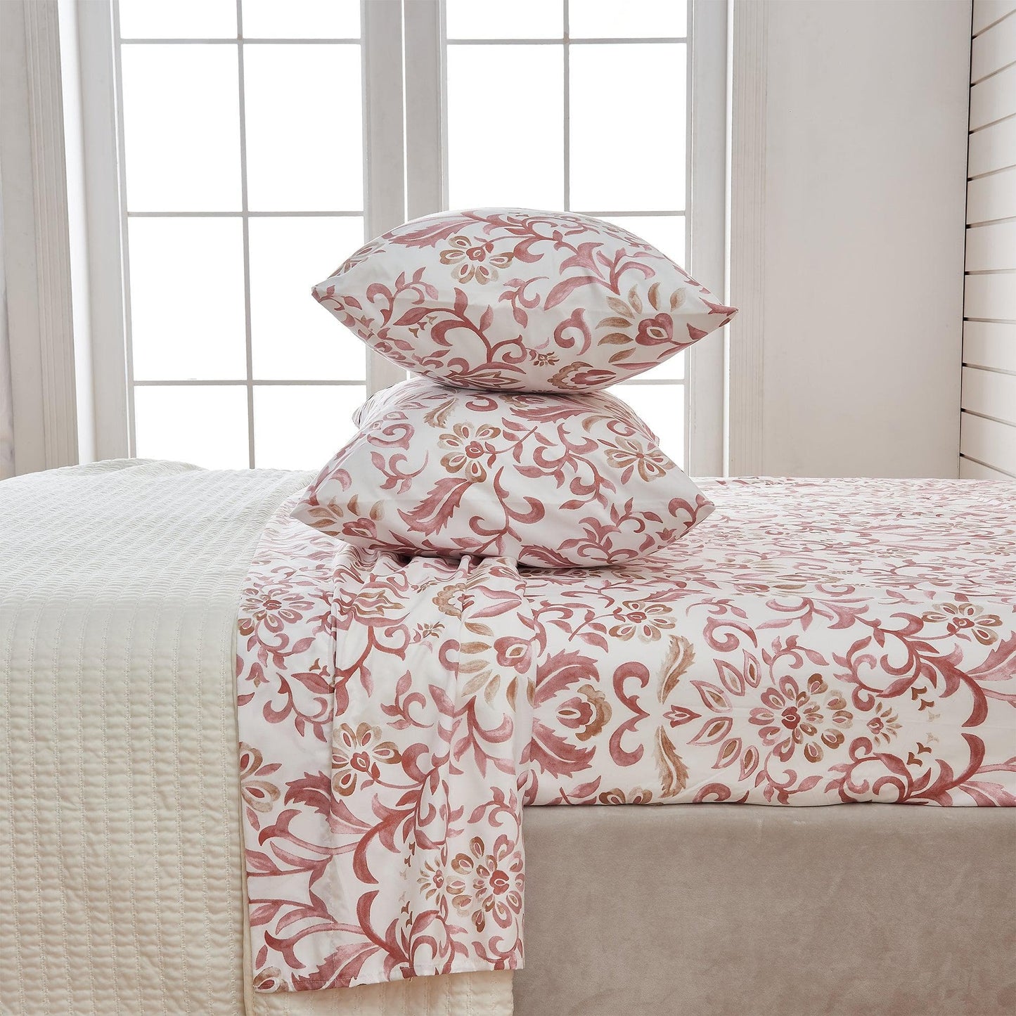 Sleep City Twin / Watercolor Flowers - Desert Rose Sheets 4 Piece Watercolor Floral Microfiber Sheet - Delia Collection Great Bay Home