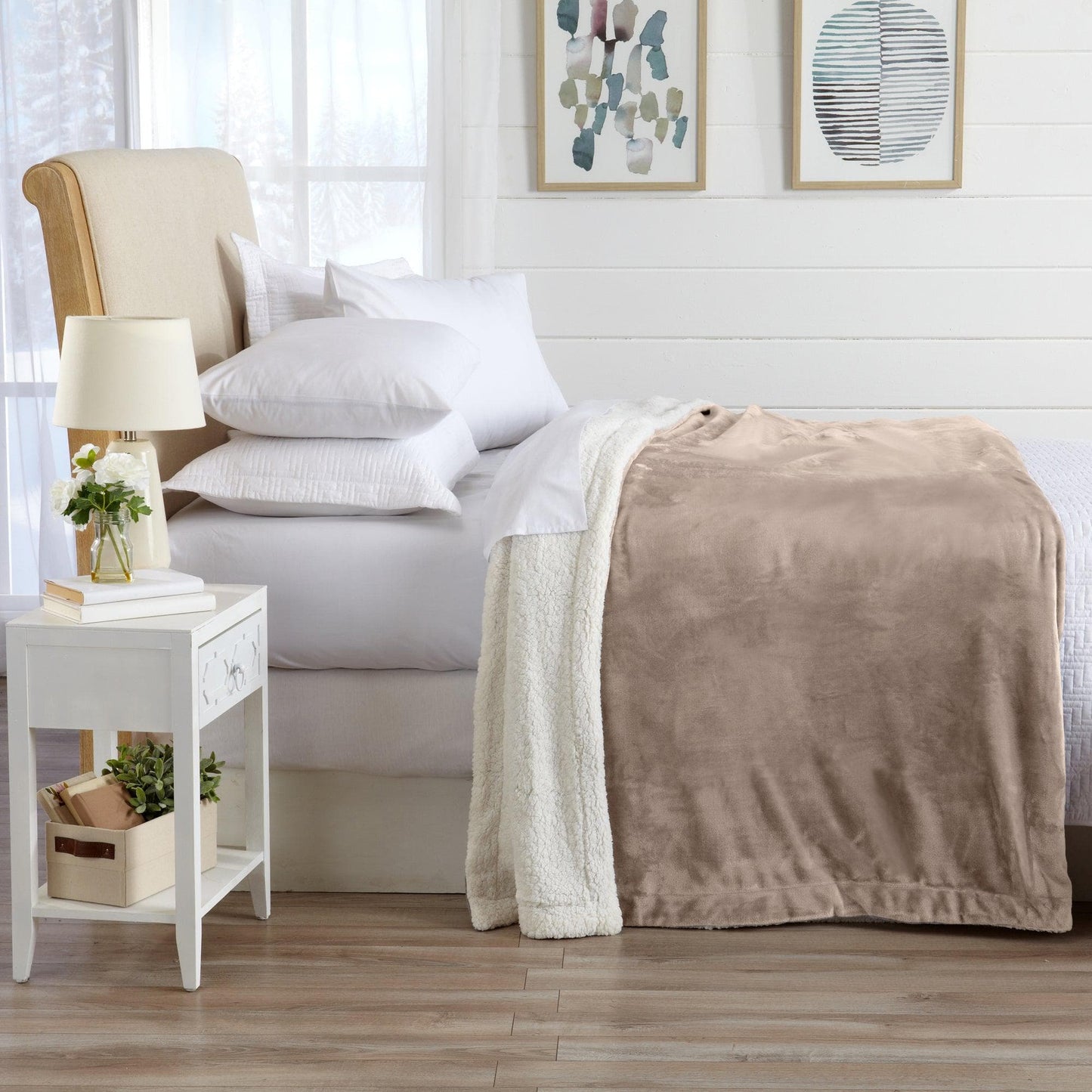Sleep City Twin / Powder Blue Velvet Plush Sherpa Luxury Bed Blanket - Kinsley Collection Great Bay Home