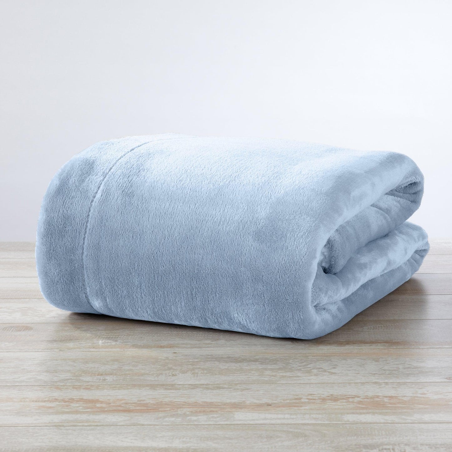 Sleep City Twin / Powder Blue Velvet Plush Sherpa Luxury Bed Blanket - Kinsley Collection Great Bay Home