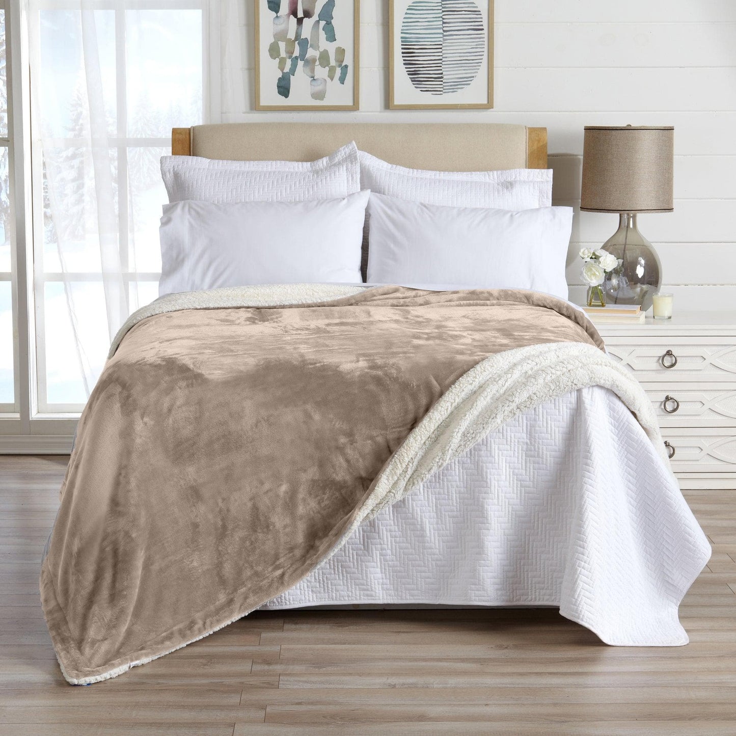 Sleep City Twin / Powder Blue Velvet Plush Sherpa Luxury Bed Blanket - Kinsley Collection Great Bay Home