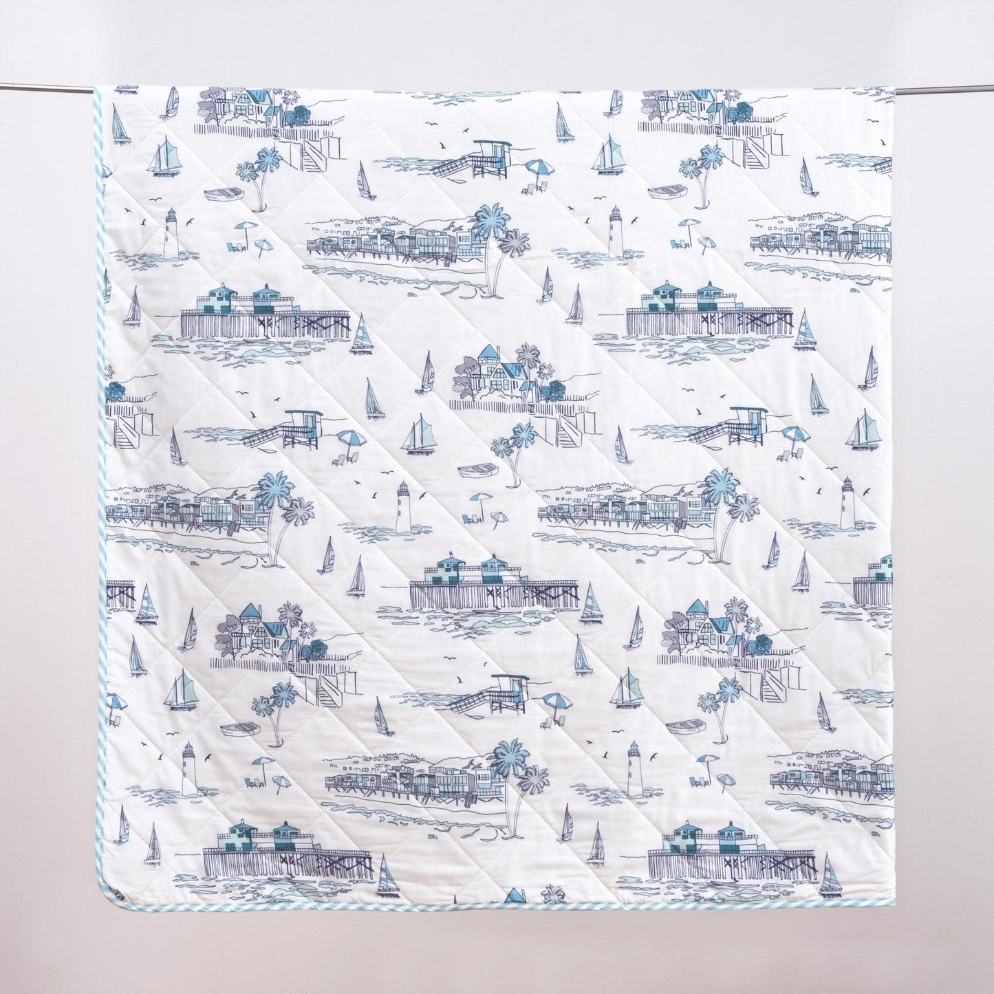 Sleep City Twin / Cape Elizabeth 3-Piece Coastal Toile Quilt Set - Cape Elizabeth Collection Great Bay Home