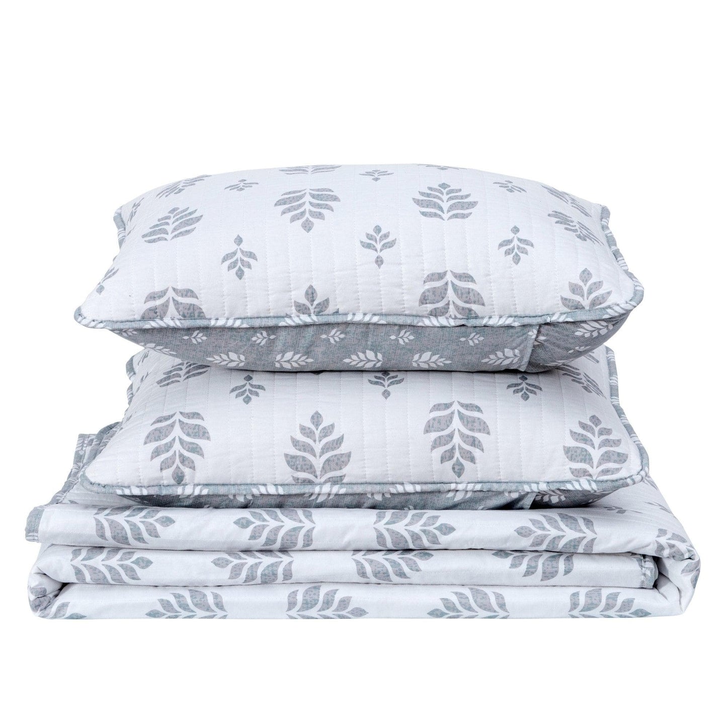 Sleep City Twin / Colette - Grey Quilts 3-Piece French Floral Quilt - Colette Collection Great Bay Home