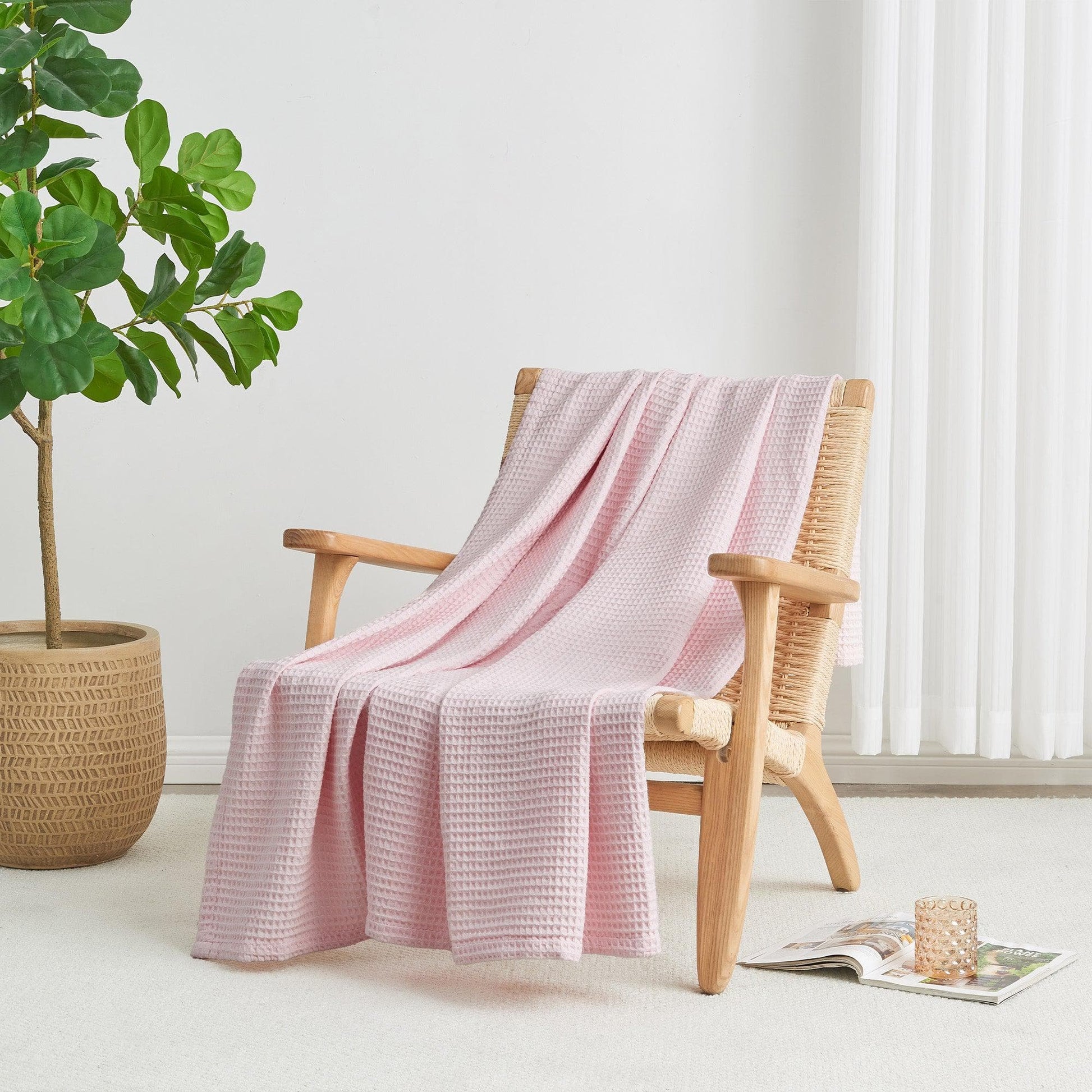 Sleep City Twin / White Blankets 100% Cotton Waffle Weave Blanket - Mikala Collection Great Bay Home