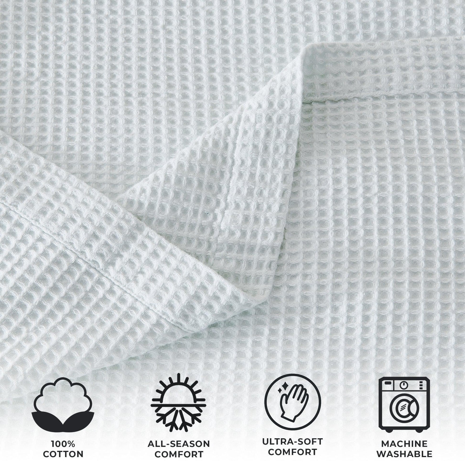 Sleep City Twin / White Blankets 100% Cotton Waffle Weave Blanket - Mikala Collection Great Bay Home