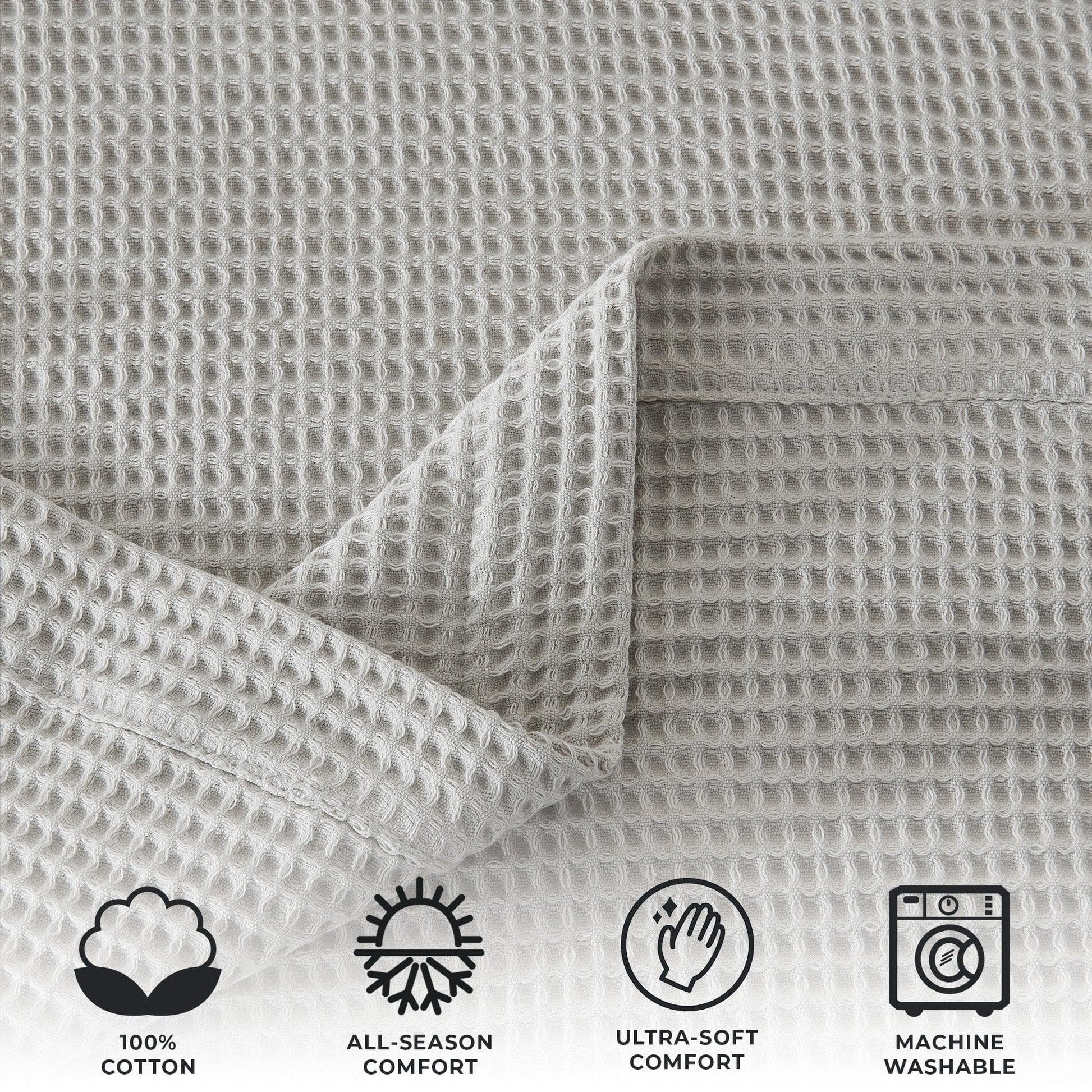 Sleep City Twin / White Blankets 100% Cotton Waffle Weave Blanket - Mikala Collection Great Bay Home