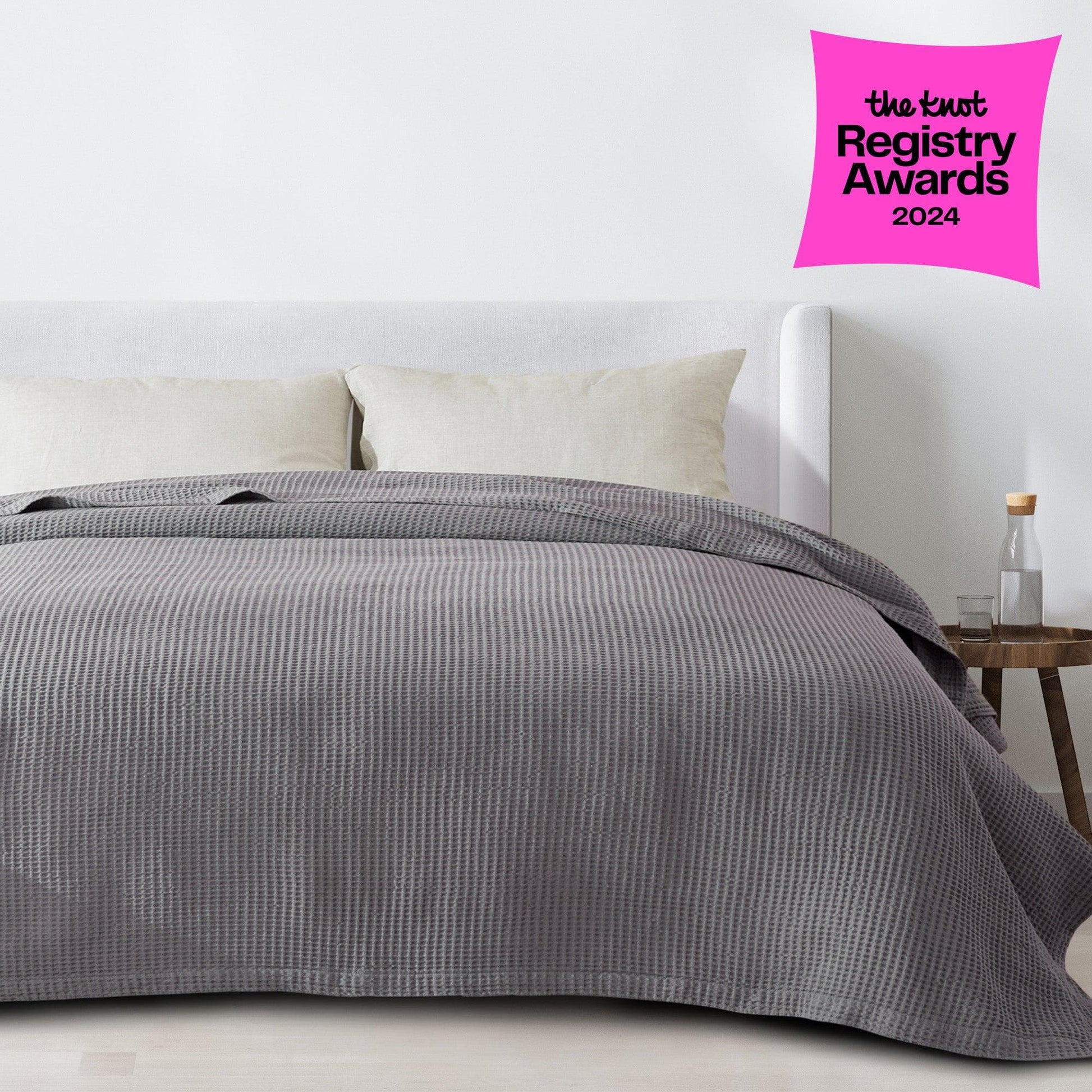 Sleep City Twin / Dark Grey Blankets 100% Cotton Waffle Weave Blanket - Mikala Collection Great Bay Home