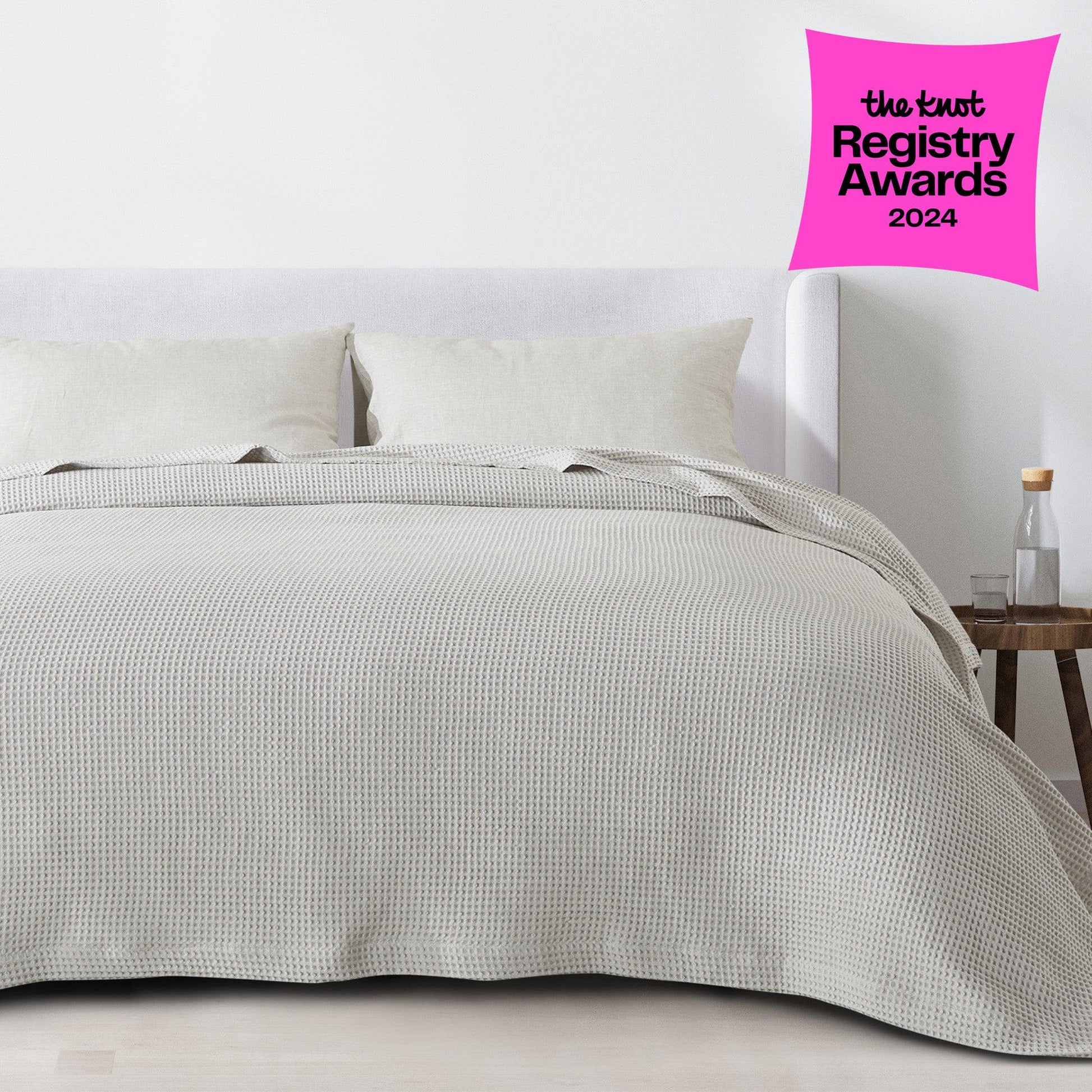 Sleep City Twin / Light Grey Blankets 100% Cotton Waffle Weave Blanket - Mikala Collection Great Bay Home