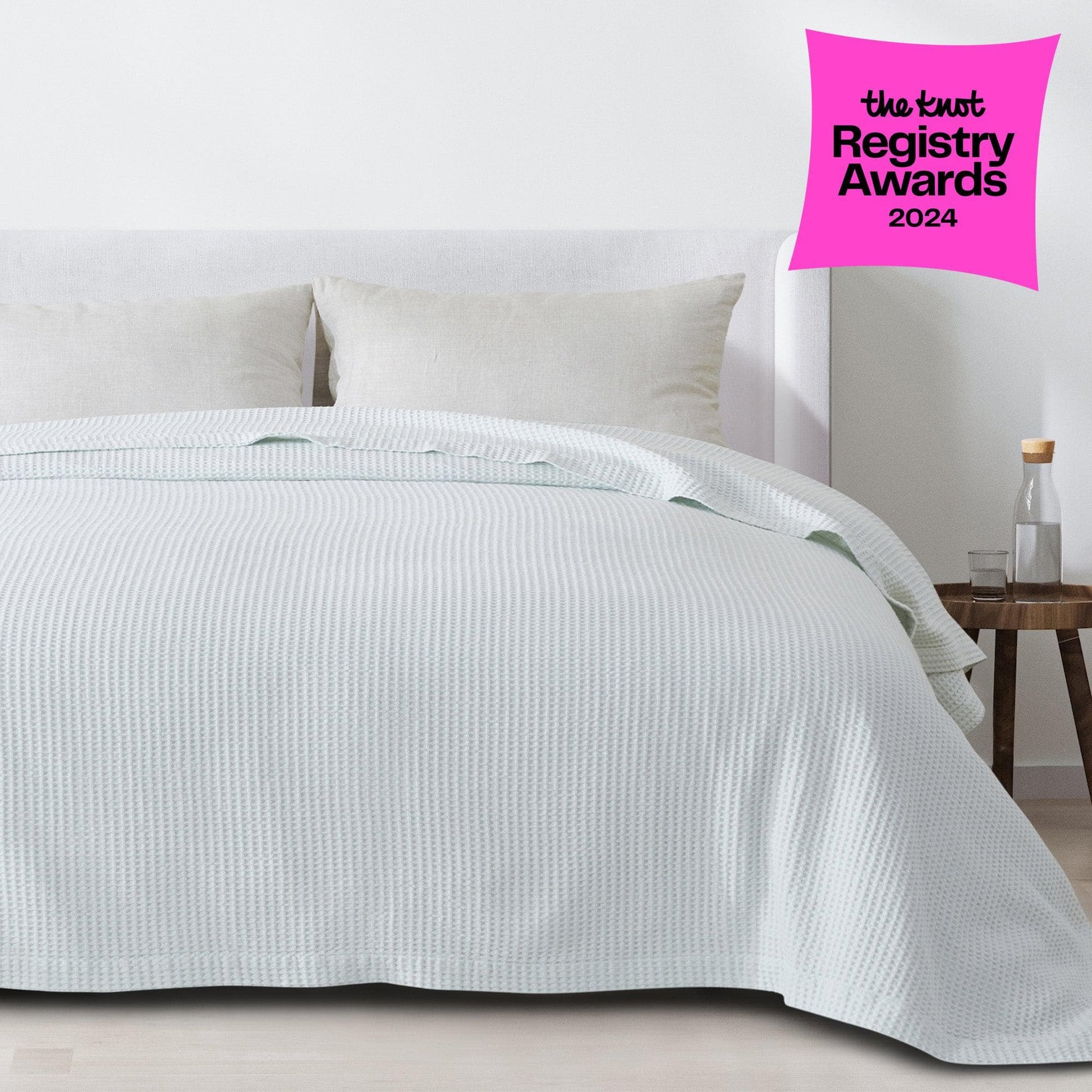 Sleep City Twin / Ice Blue Blankets 100% Cotton Waffle Weave Blanket - Mikala Collection Great Bay Home