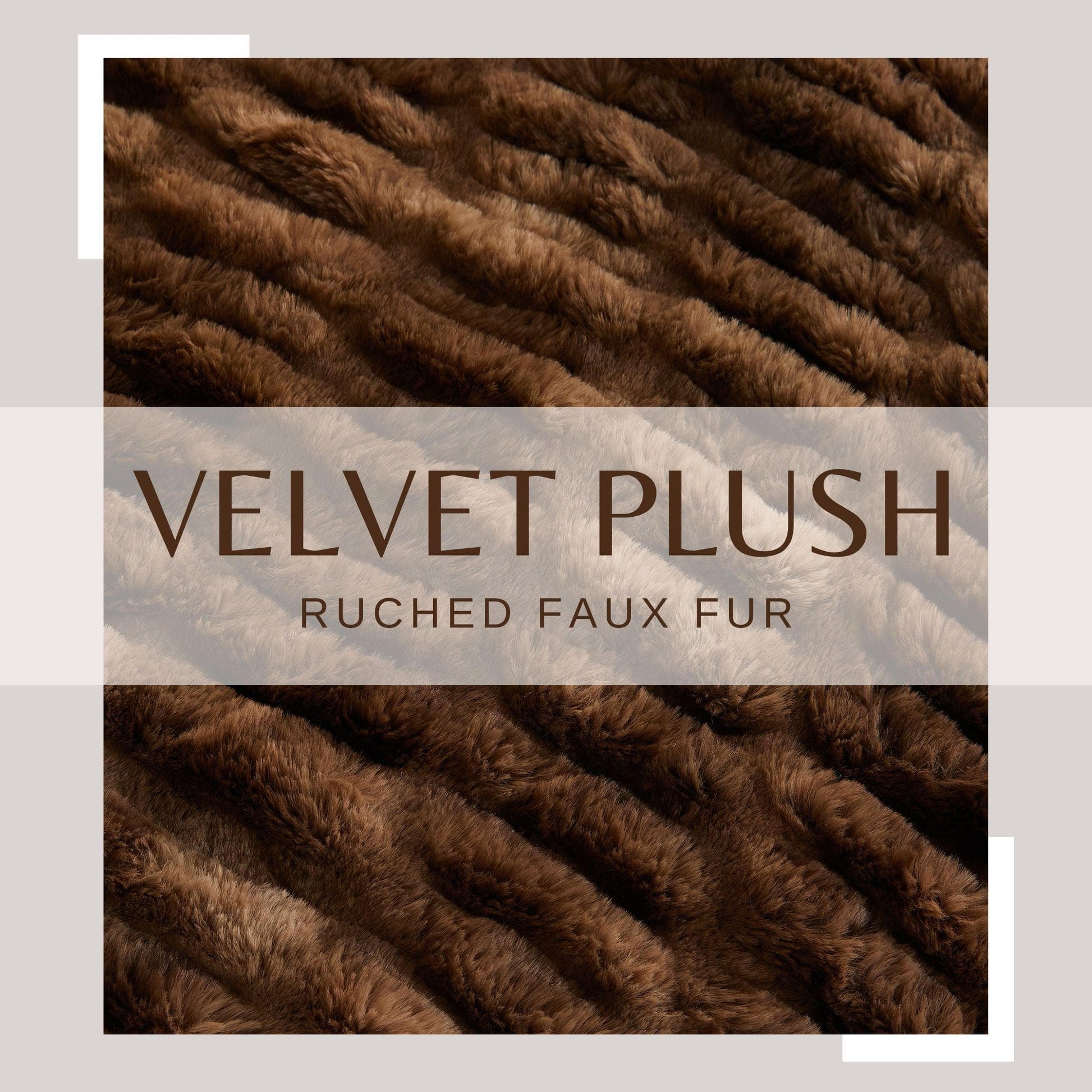 Sleep City 50" x 60" Throw / Brown / Taupe Blankets Ruched Faux Fur Throw Blanket - Alondra Collection Great Bay Home