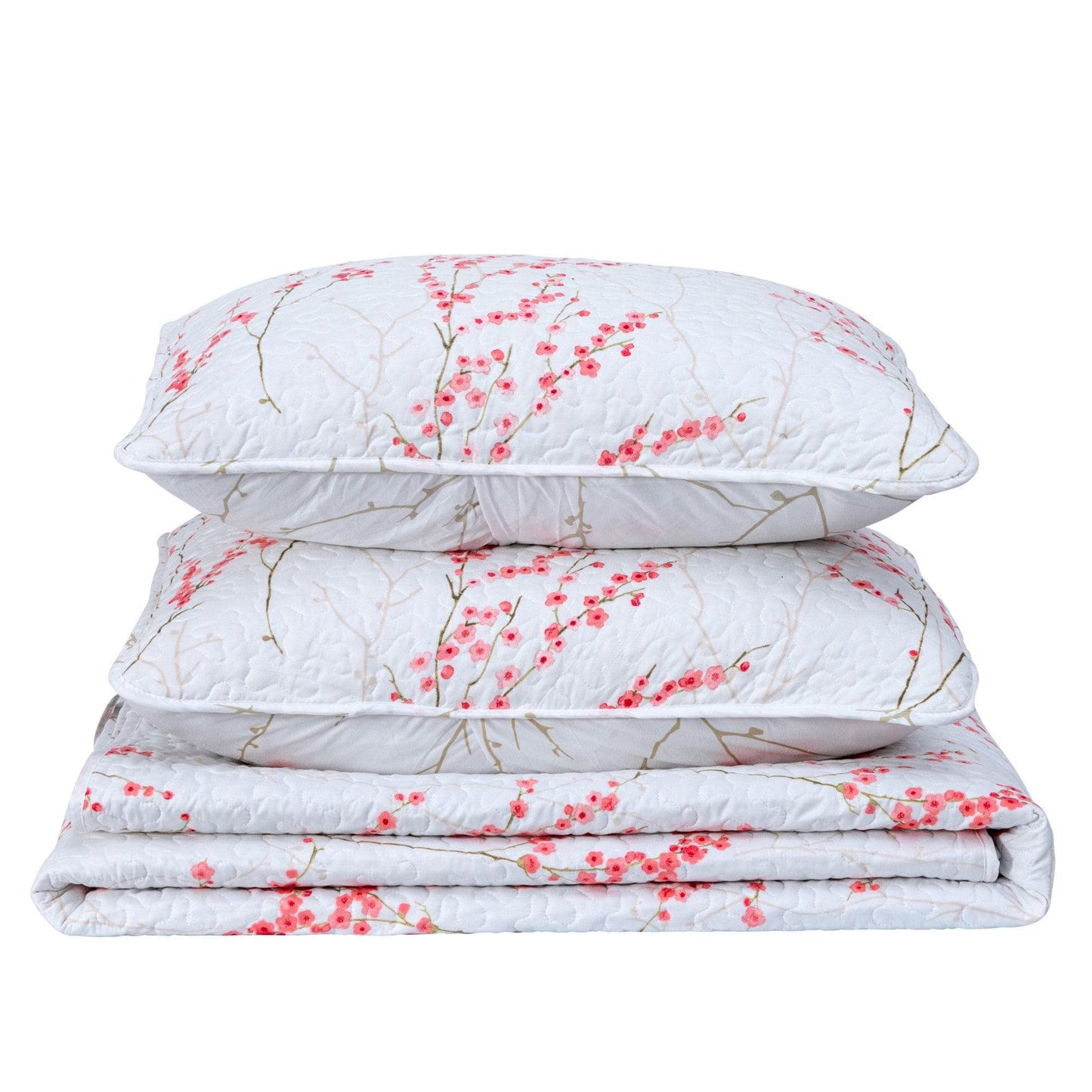 Sleep City Twin / Cherry Blossoms Quilts 3-Piece Floral Quilt - Sakura Collection Great Bay Home
