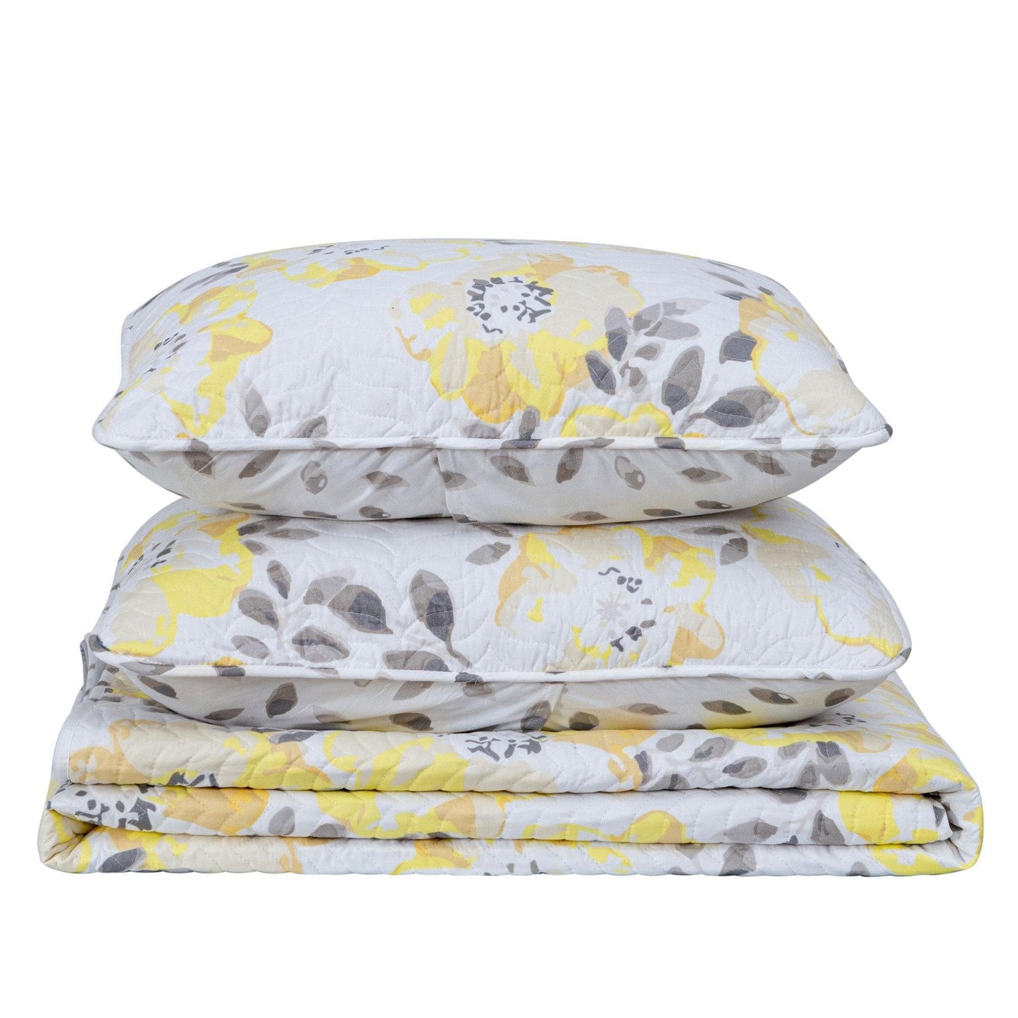 Sleep City Twin / Helene - Yellow Quilts 3 Piece Floral Quilt Set - Helene Collection Great Bay Home