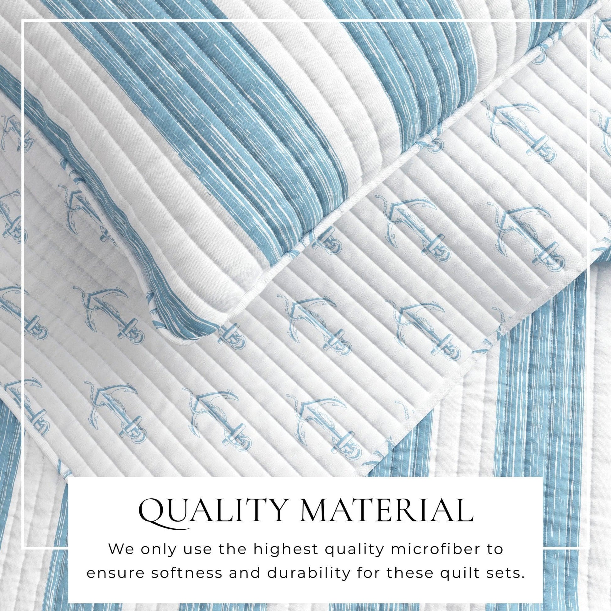 Sleep City Twin / Twin XL / Blue Quilts & Comforters 3-Piece Coastal Quilt - Casco Bay Collection Great Bay Home