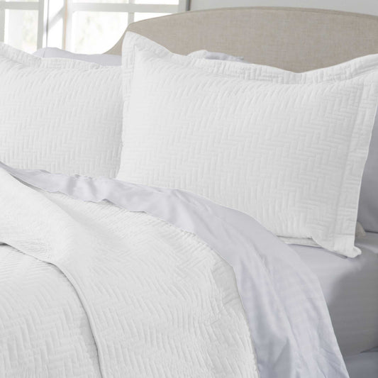 Sleep City Twin / Mushroom Grey Quilts & Comforters 3-Piece Herringbone Stitched Quilt - Louise Collection Great Bay Home