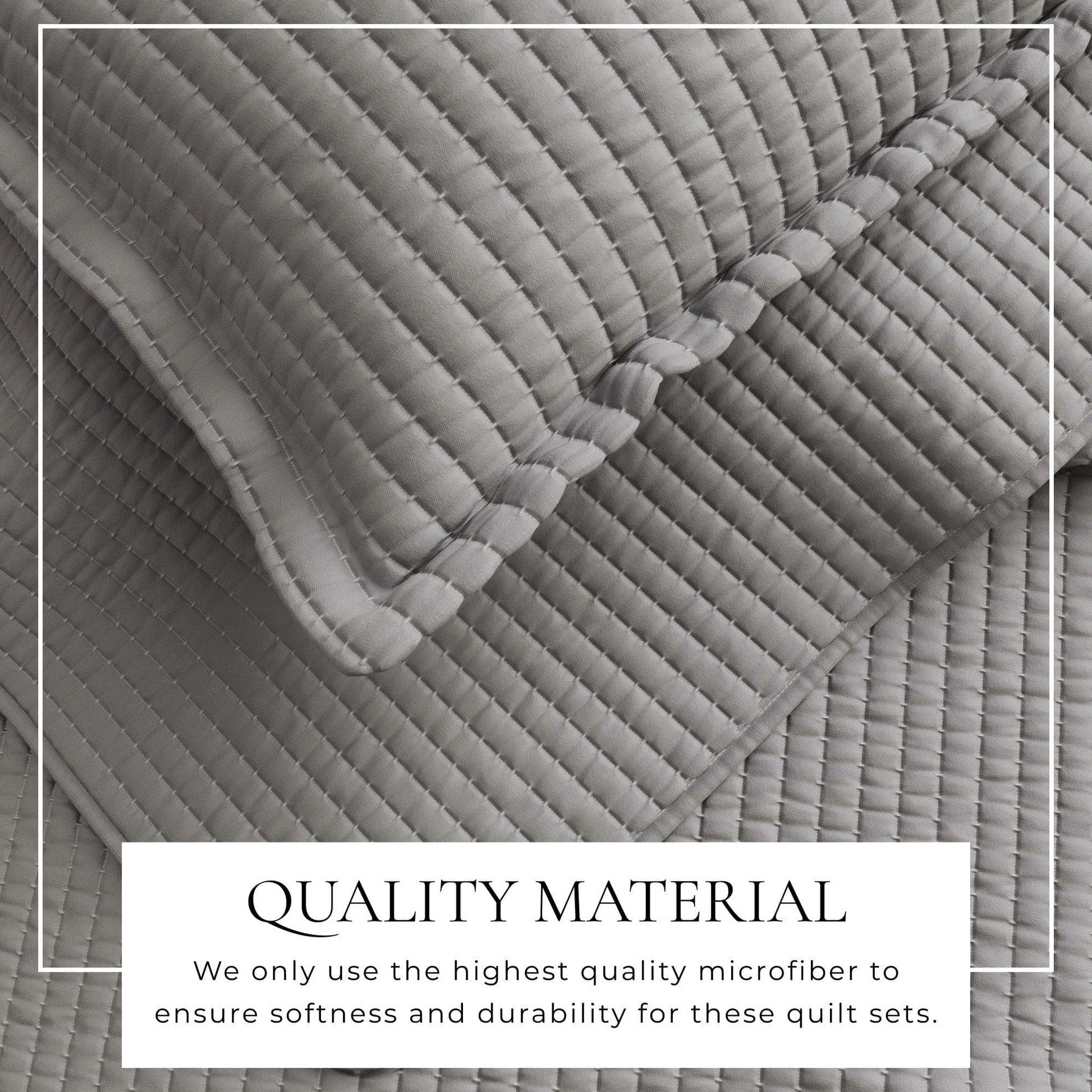 Sleep City Twin / Twin XL / White Quilts & Comforters 3-Piece Solid Quilt - Alicia Collection Great Bay Home