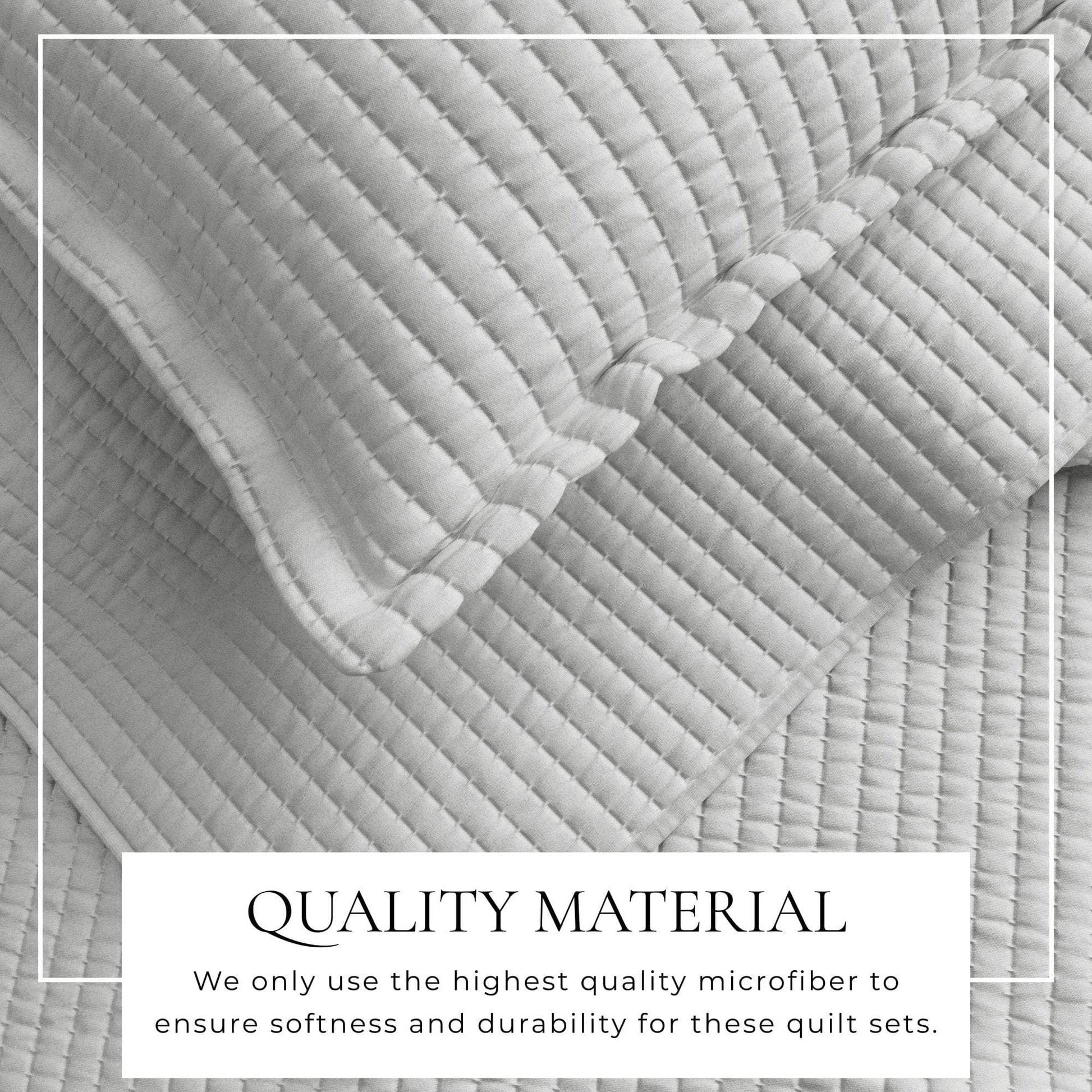 Sleep City Twin / Twin XL / White Quilts & Comforters 3-Piece Solid Quilt - Alicia Collection Great Bay Home