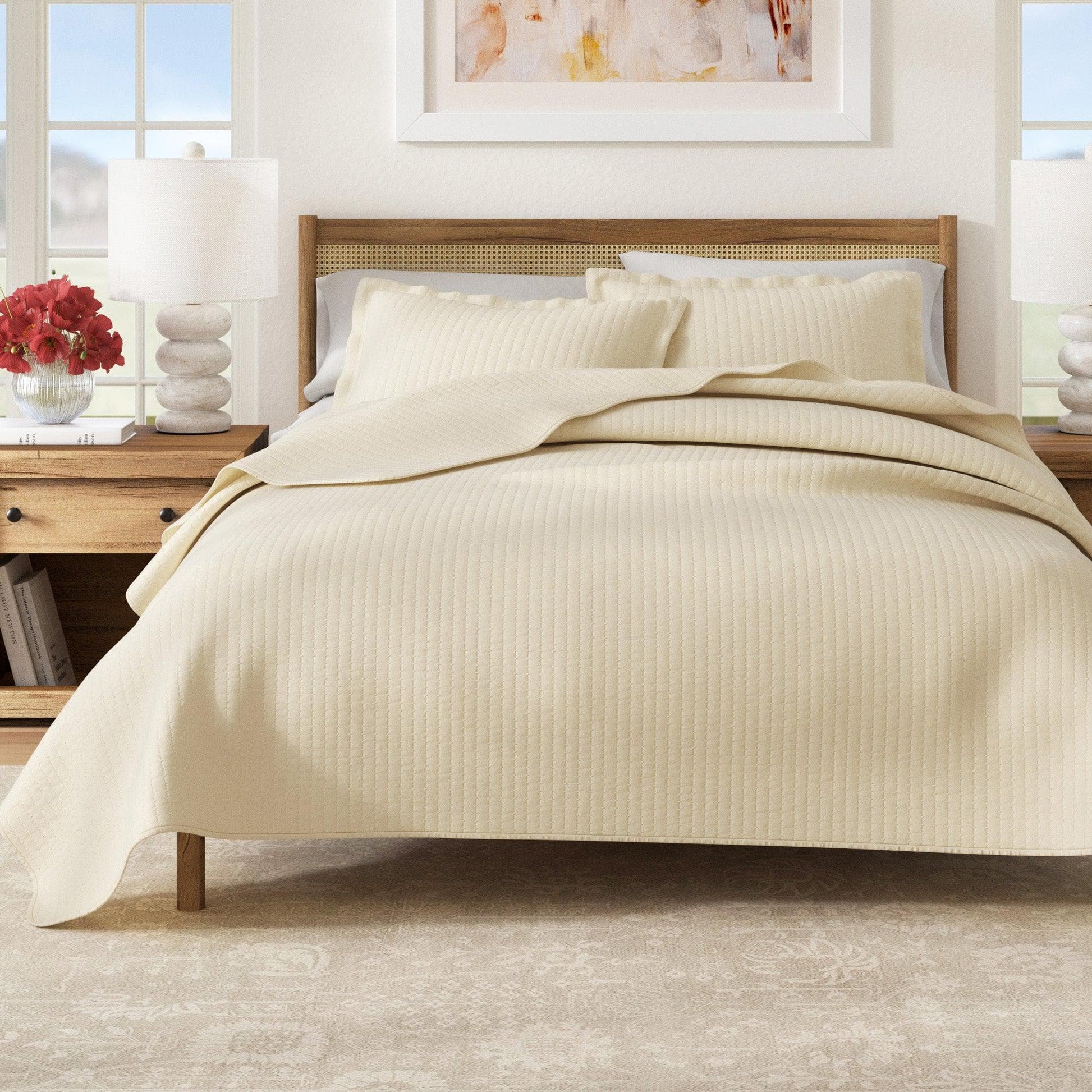 Sleep City Twin / Twin XL / Oatmeal Quilts & Comforters 3-Piece Solid Quilt - Alicia Collection Great Bay Home