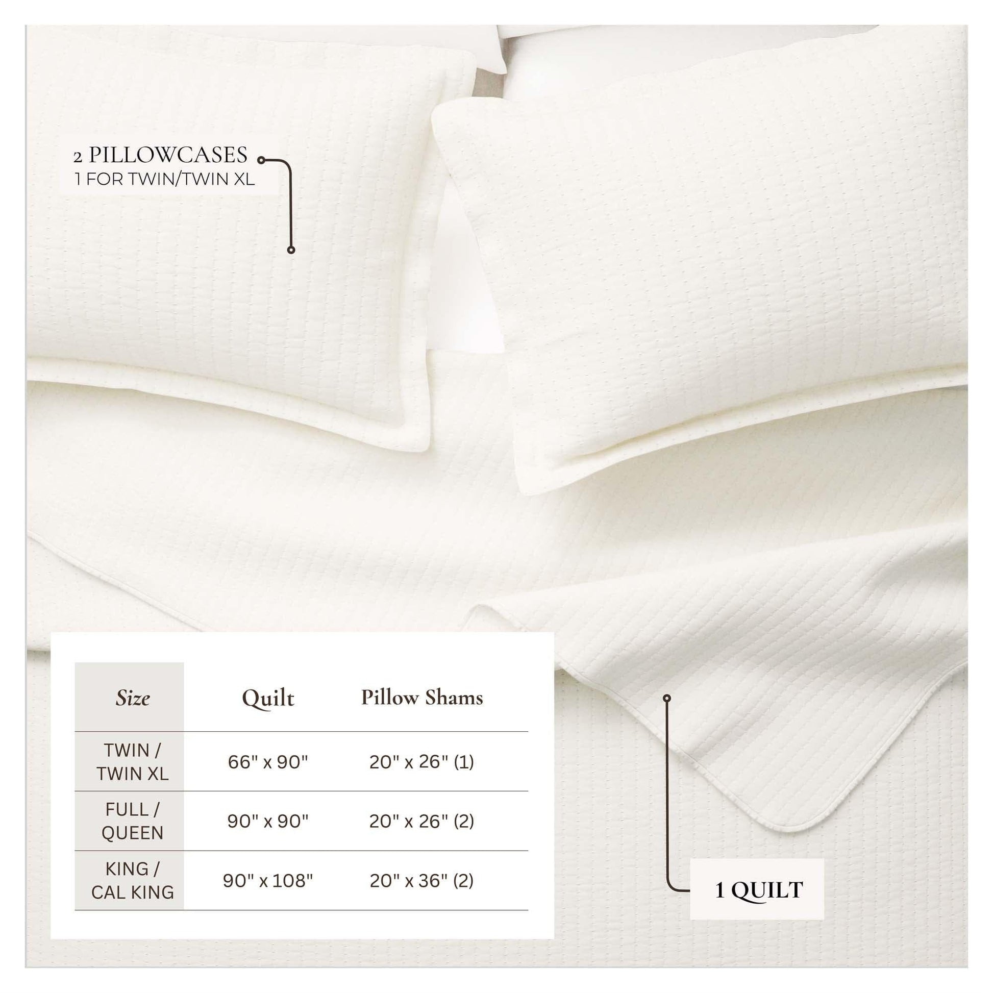 Sleep City Twin / Twin XL / White Quilts & Comforters 3-Piece Solid Quilt - Alicia Collection Great Bay Home