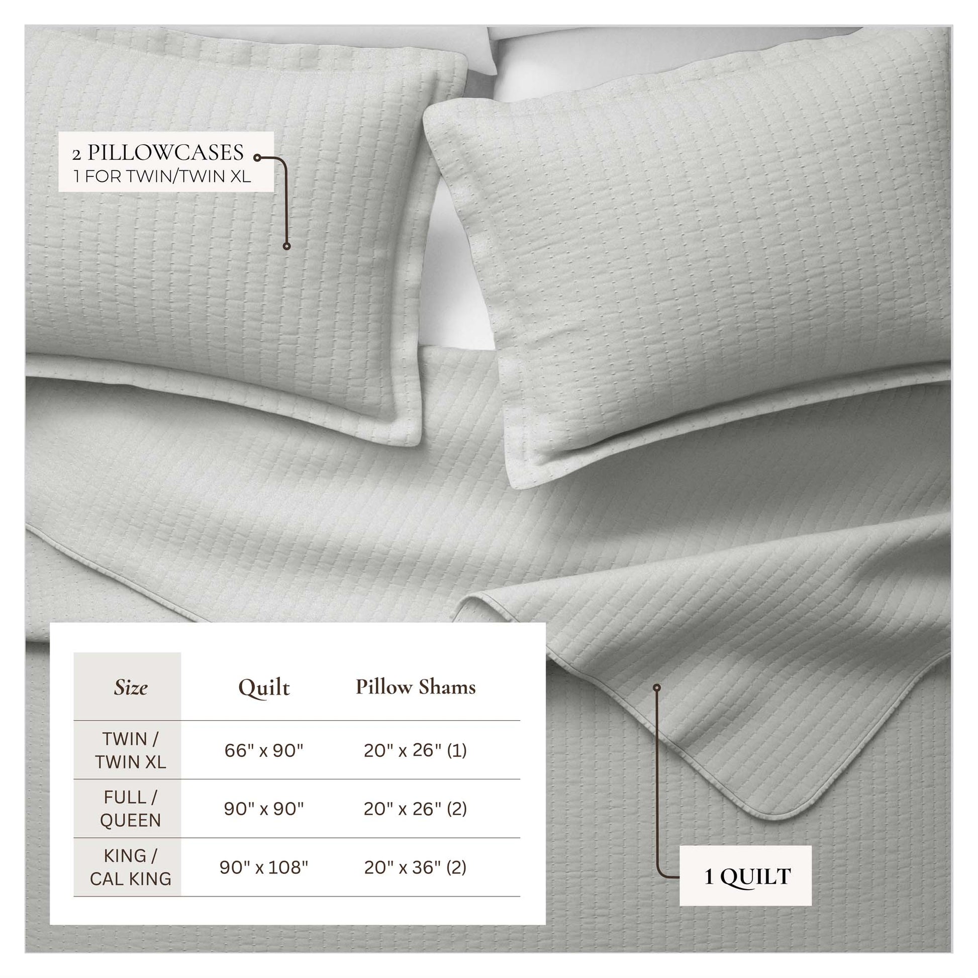 Sleep City Twin / Twin XL / White Quilts & Comforters 3-Piece Solid Quilt - Alicia Collection Great Bay Home