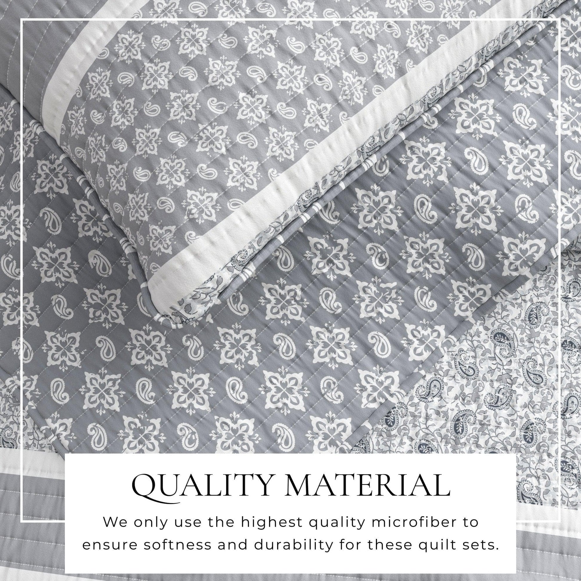 Sleep City Twin / Twin XL / Blue Quilts & Comforters 3-Piece Stripe Quilt - Kadi Collection Great Bay Home