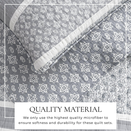 Sleep City Twin / Twin XL / Blue Quilts & Comforters 3-Piece Stripe Quilt - Kadi Collection Great Bay Home