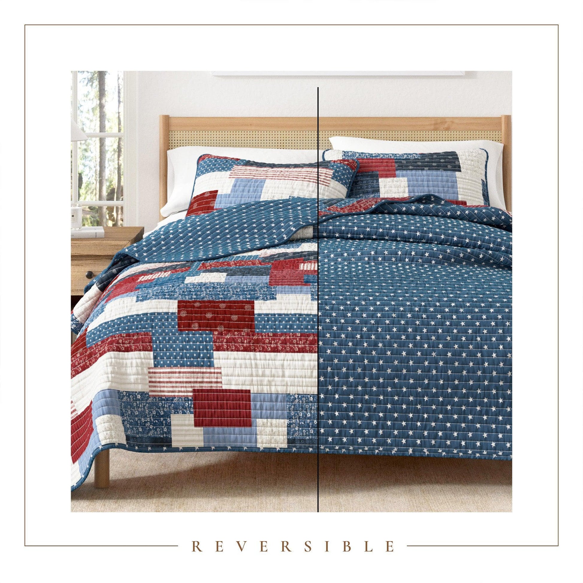 Sleep City Twin / Twin XL / Americana Patchwork Quilts & Comforters Americana Patchwork Quilt Set - Lowel Collection Great Bay Home