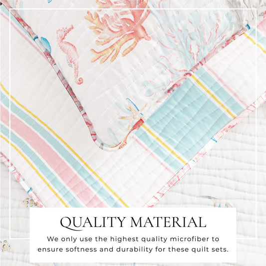 Sleep City Twin / Twin XL / Coral Reef Quilts & Comforters Coastal Coral Reef Quilt Set - Caymen Collection Great Bay Home