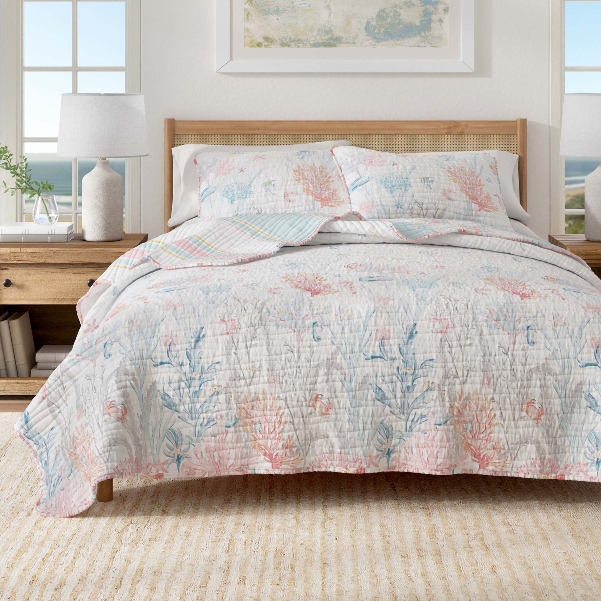Sleep City Twin / Twin XL / Coral Reef Quilts & Comforters Coastal Coral Reef Quilt Set - Caymen Collection Great Bay Home
